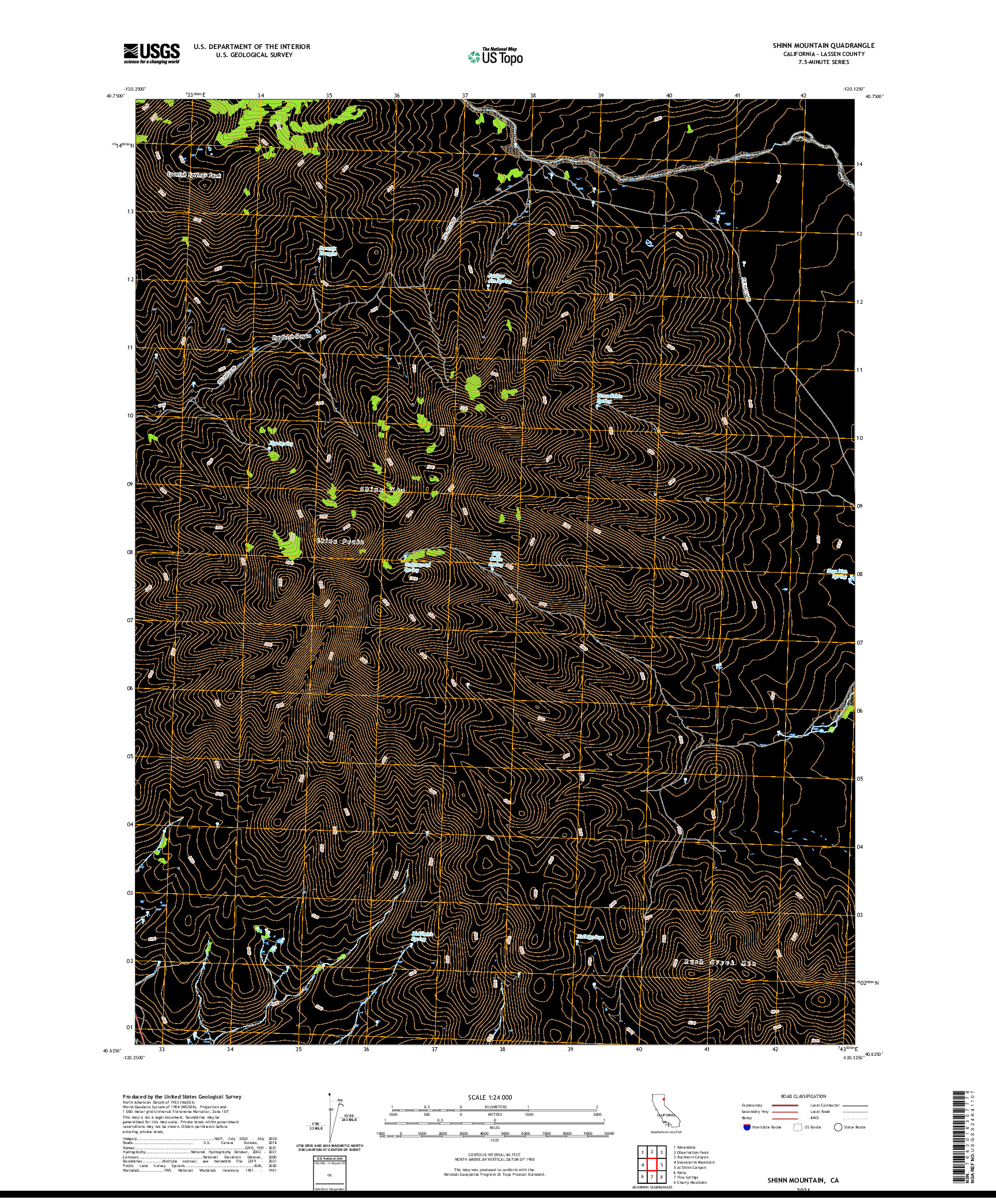 US TOPO 7.5-MINUTE MAP FOR SHINN MOUNTAIN, CA