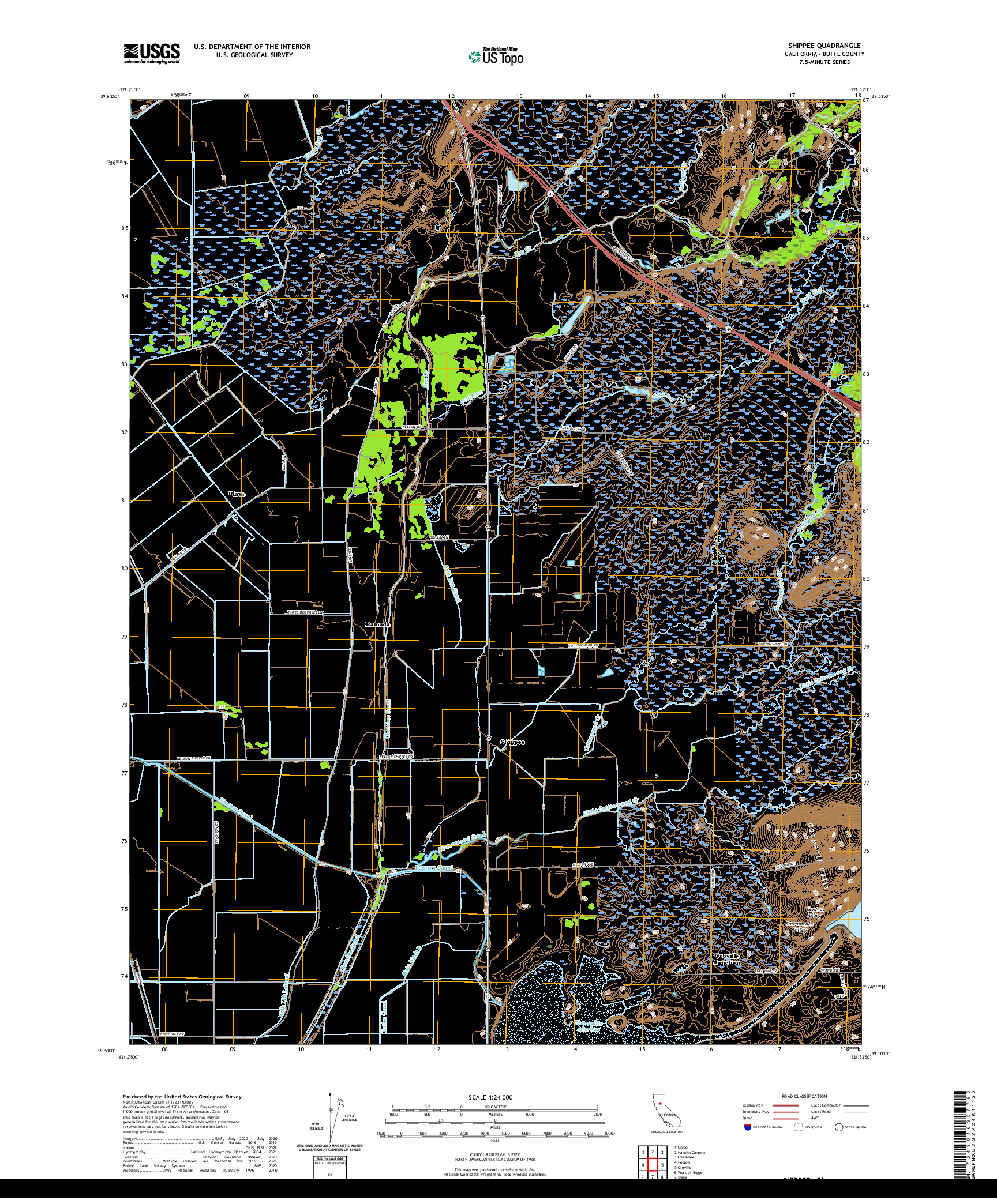 US TOPO 7.5-MINUTE MAP FOR SHIPPEE, CA