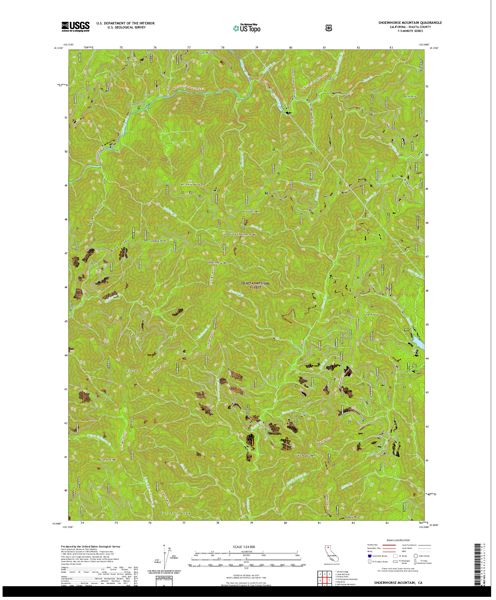 US TOPO 7.5-MINUTE MAP FOR SHOEINHORSE MOUNTAIN, CA