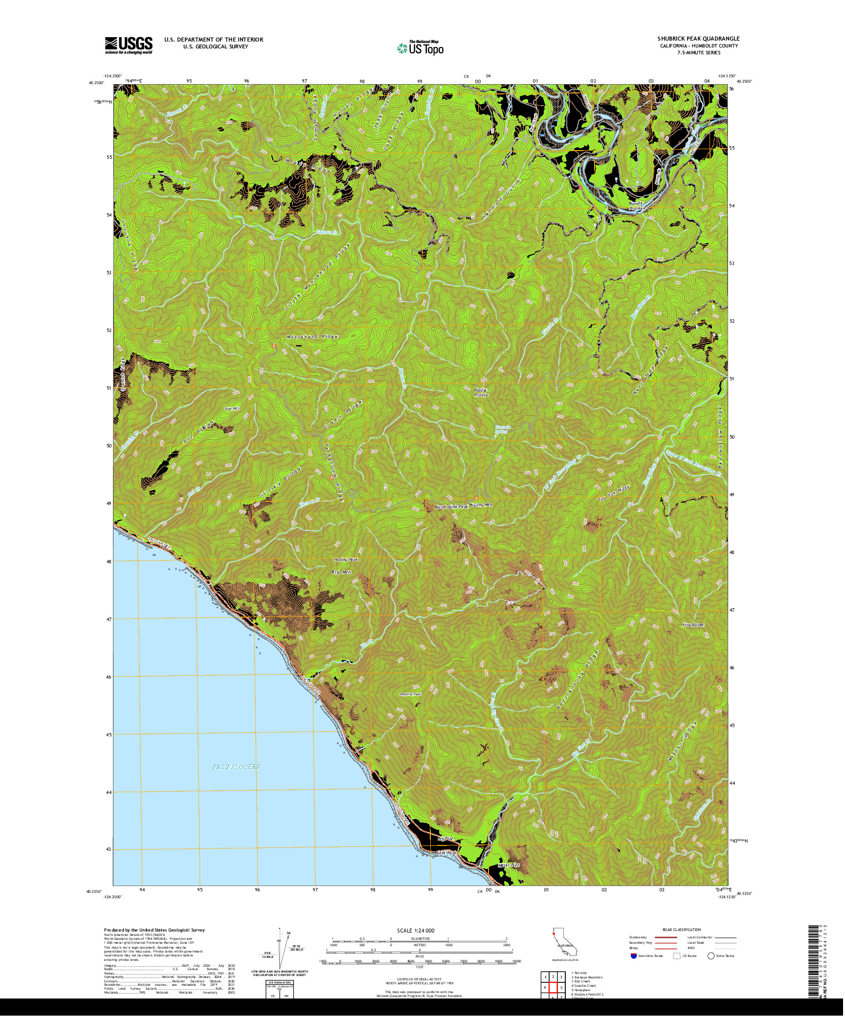 US TOPO 7.5-MINUTE MAP FOR SHUBRICK PEAK, CA