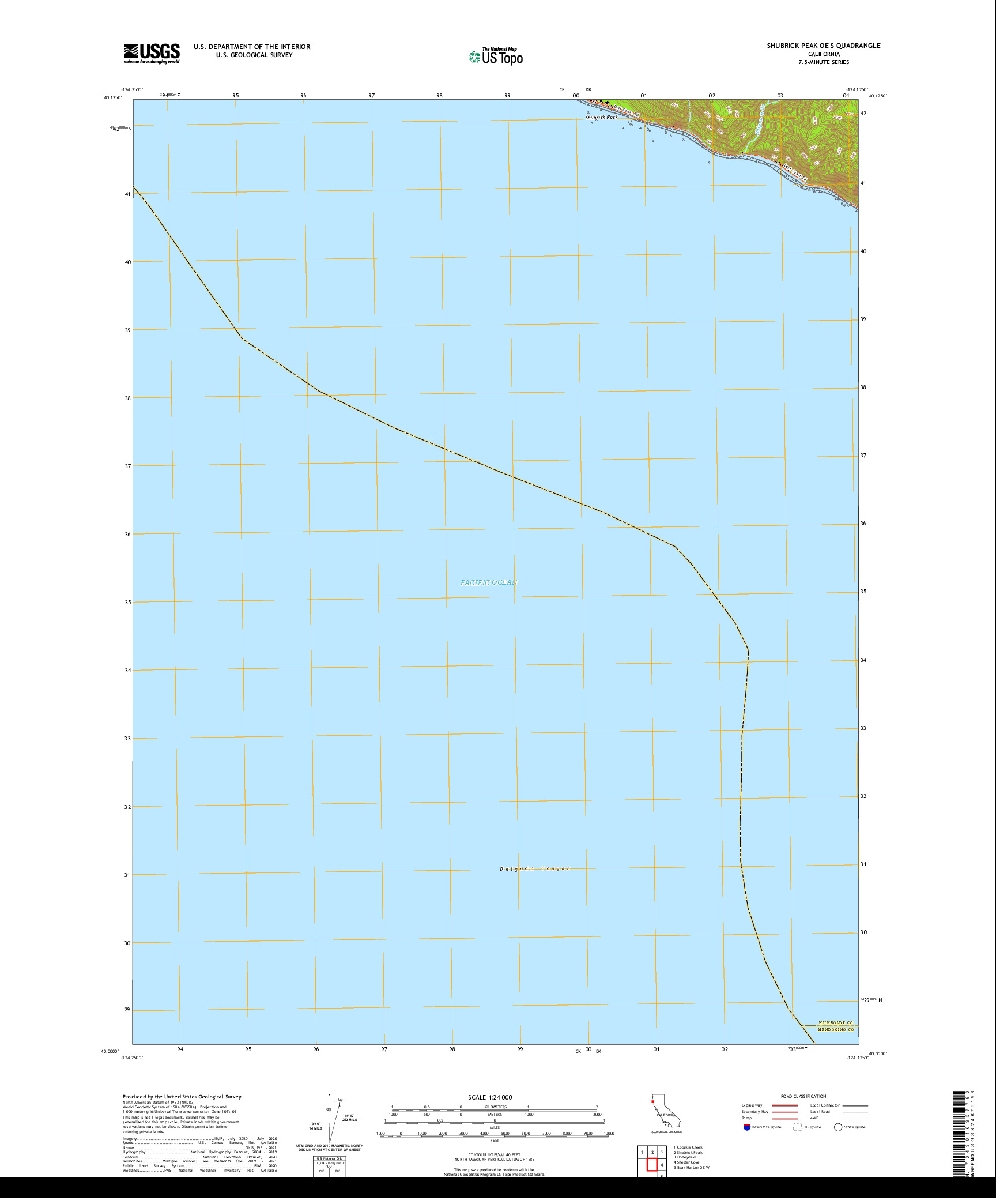 US TOPO 7.5-MINUTE MAP FOR SHUBRICK PEAK OE S, CA