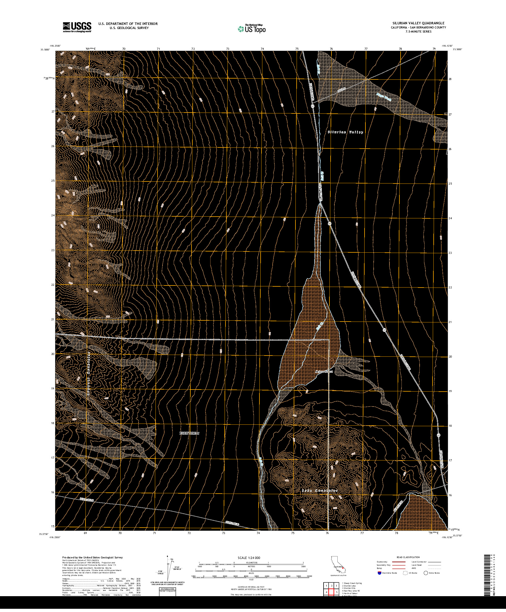 US TOPO 7.5-MINUTE MAP FOR SILURIAN VALLEY, CA