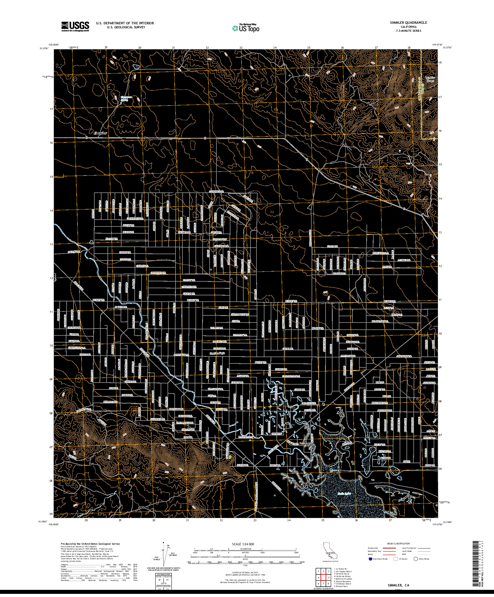 US TOPO 7.5-MINUTE MAP FOR SIMMLER, CA