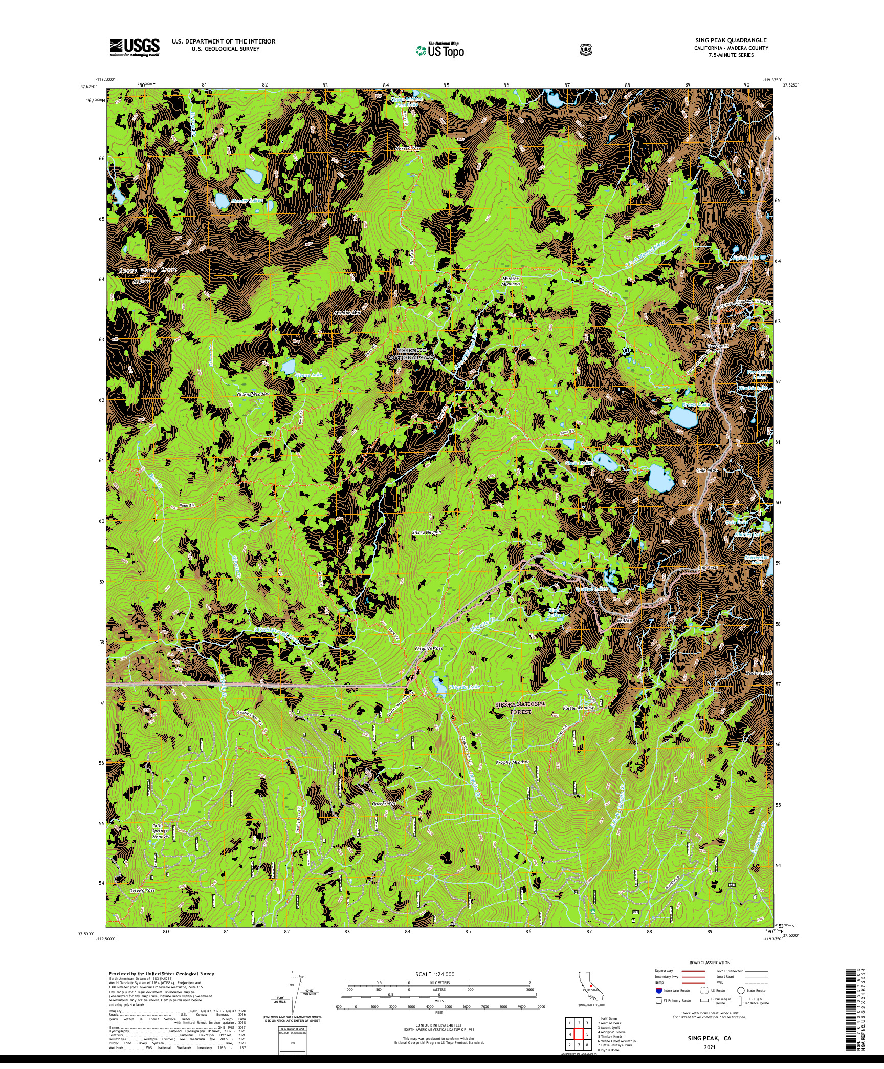 US TOPO 7.5-MINUTE MAP FOR SING PEAK, CA