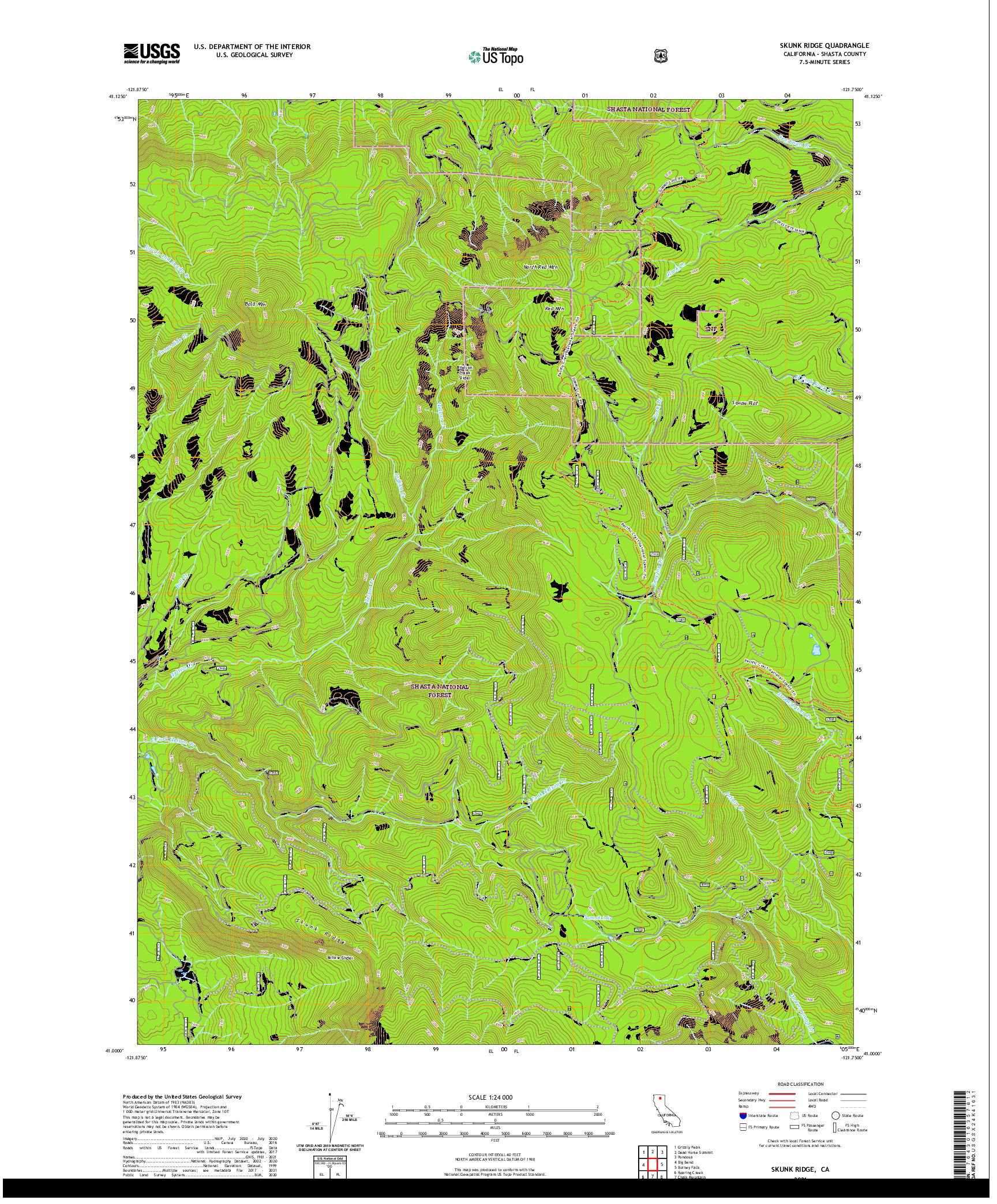 US TOPO 7.5-MINUTE MAP FOR SKUNK RIDGE, CA