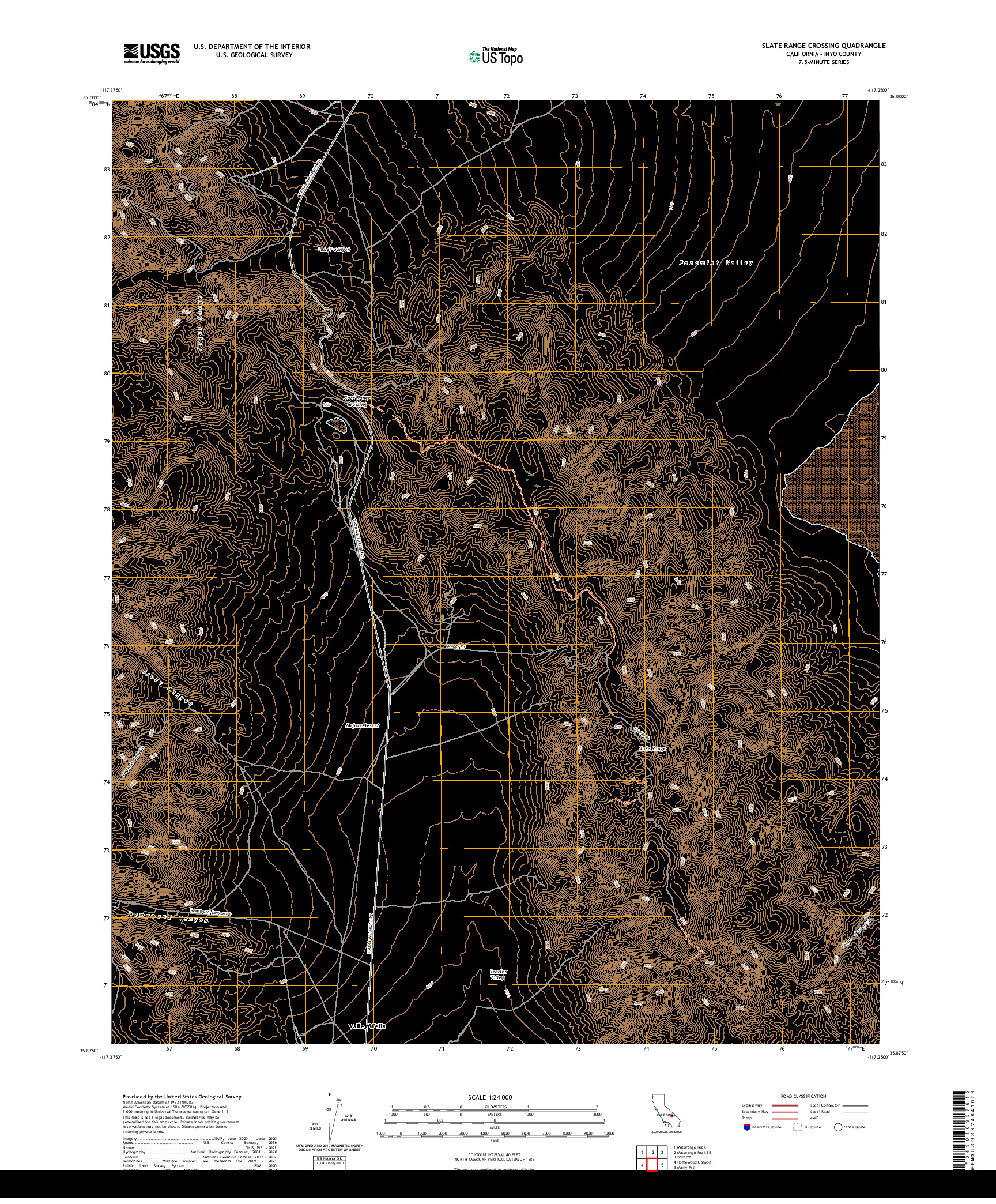 US TOPO 7.5-MINUTE MAP FOR SLATE RANGE CROSSING, CA