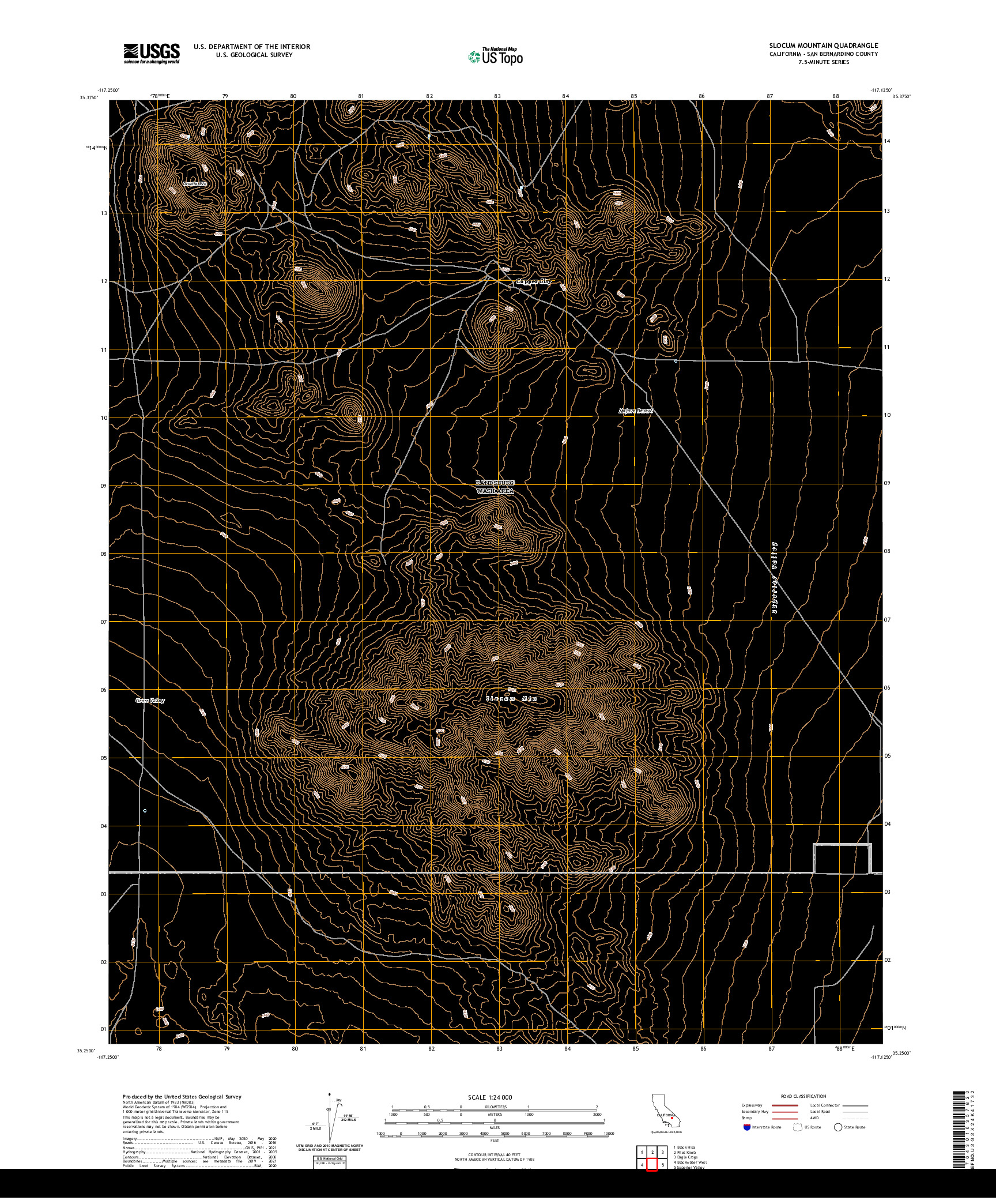 US TOPO 7.5-MINUTE MAP FOR SLOCUM MOUNTAIN, CA