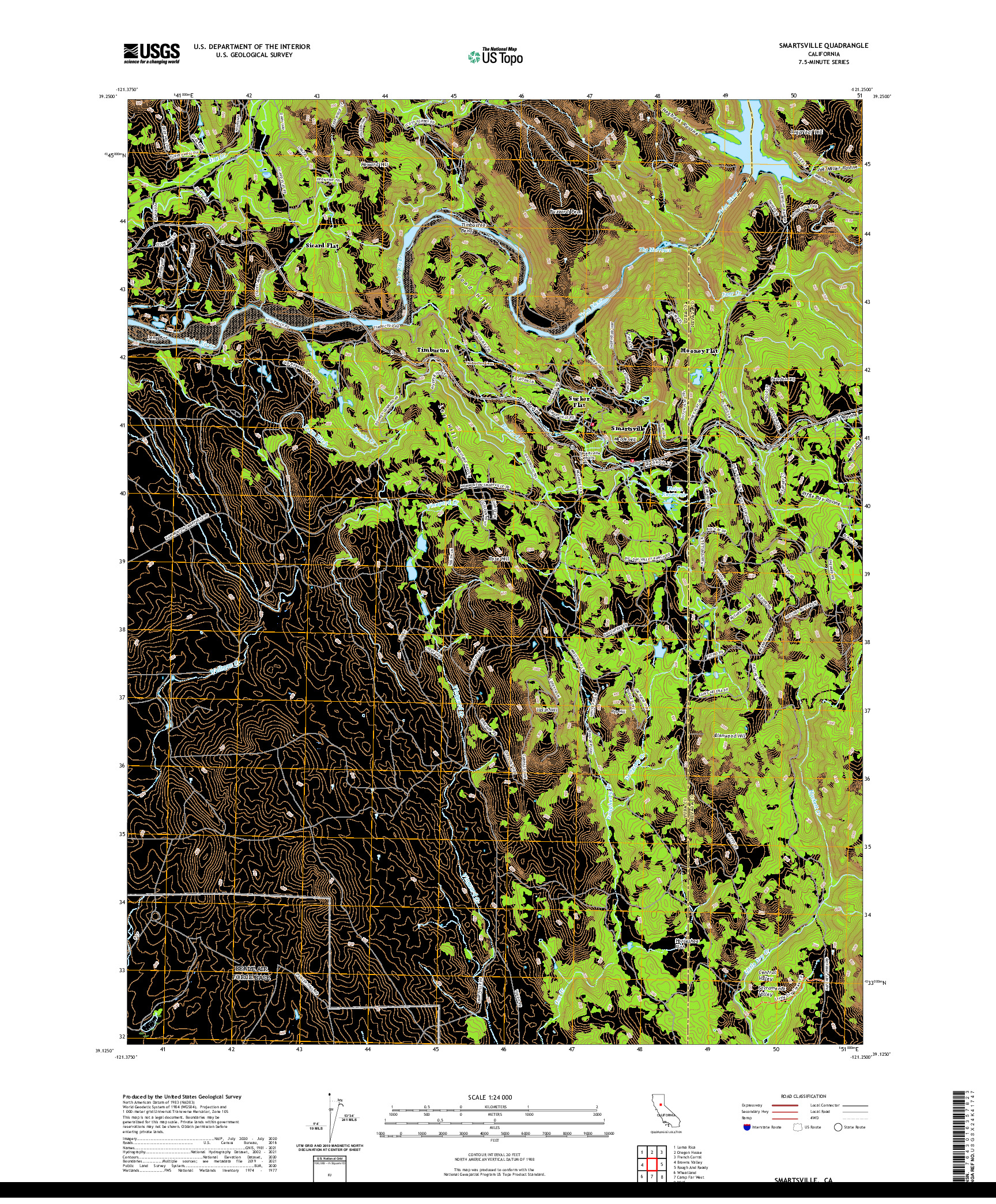 US TOPO 7.5-MINUTE MAP FOR SMARTSVILLE, CA