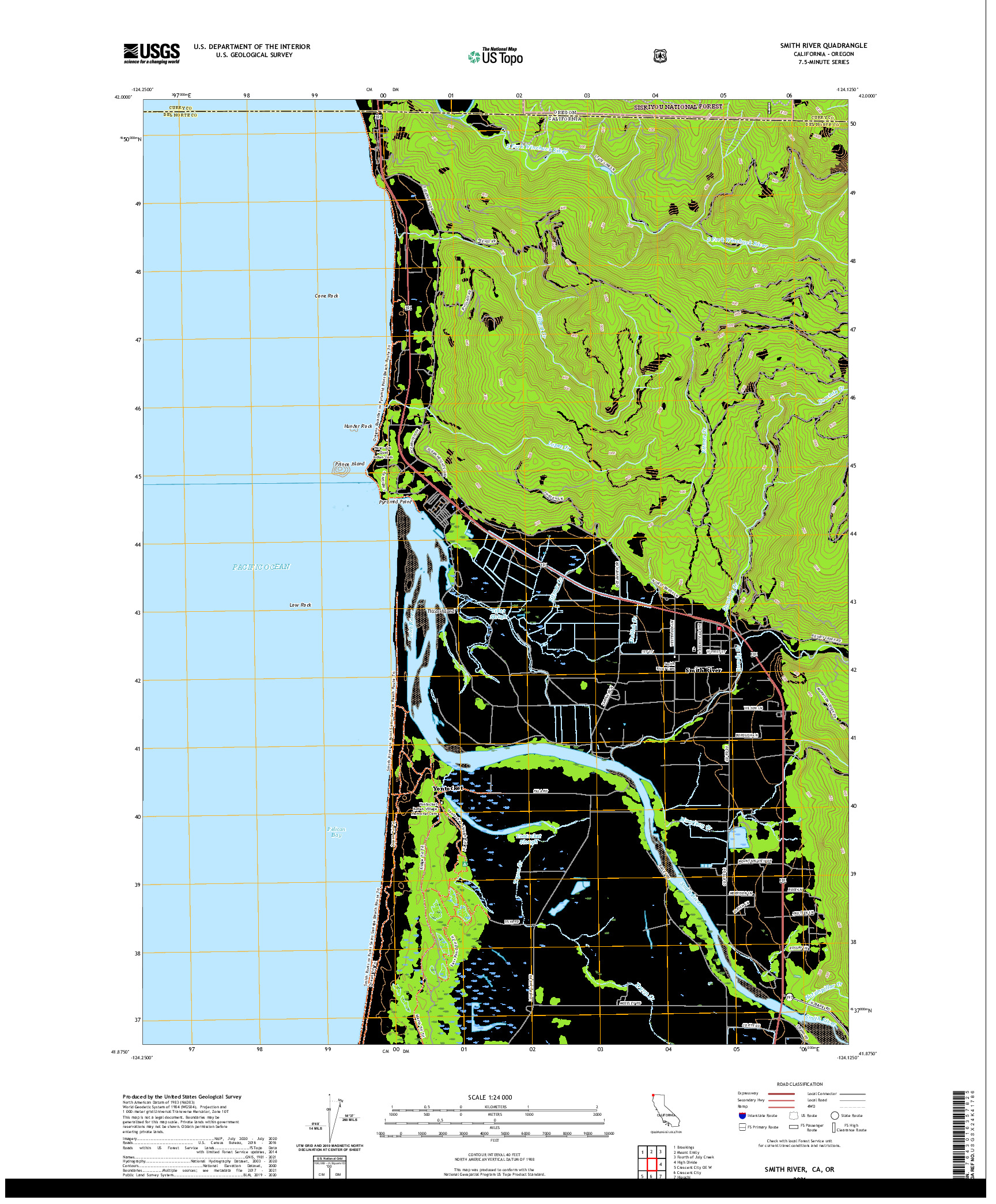 US TOPO 7.5-MINUTE MAP FOR SMITH RIVER, CA,OR