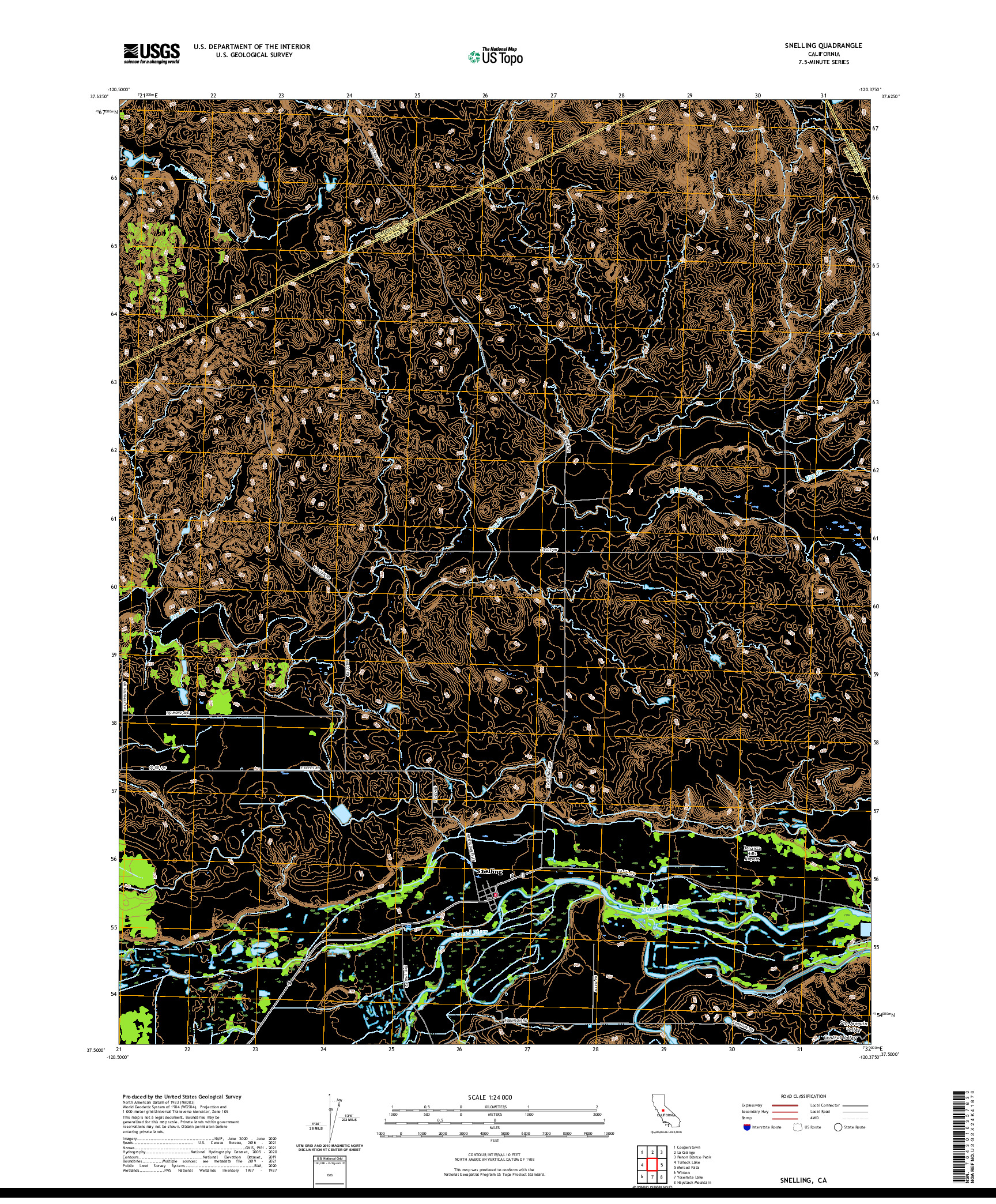 US TOPO 7.5-MINUTE MAP FOR SNELLING, CA