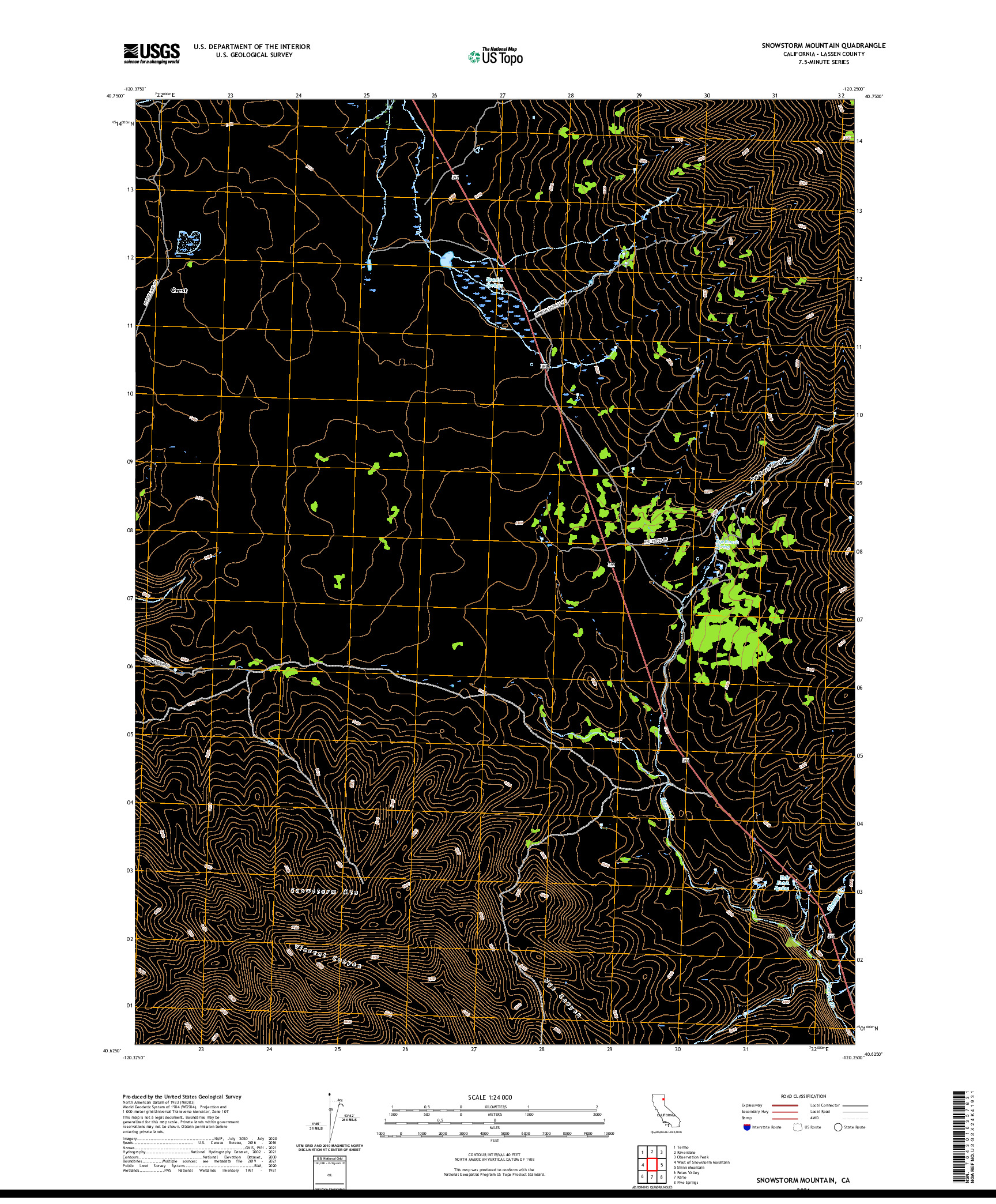 US TOPO 7.5-MINUTE MAP FOR SNOWSTORM MOUNTAIN, CA