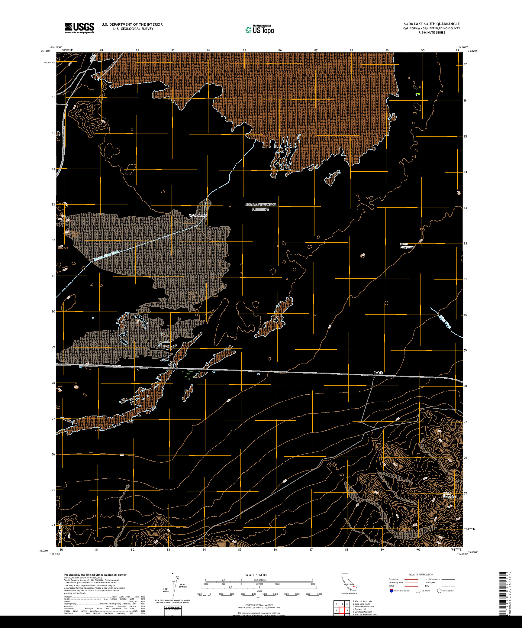 US TOPO 7.5-MINUTE MAP FOR SODA LAKE SOUTH, CA