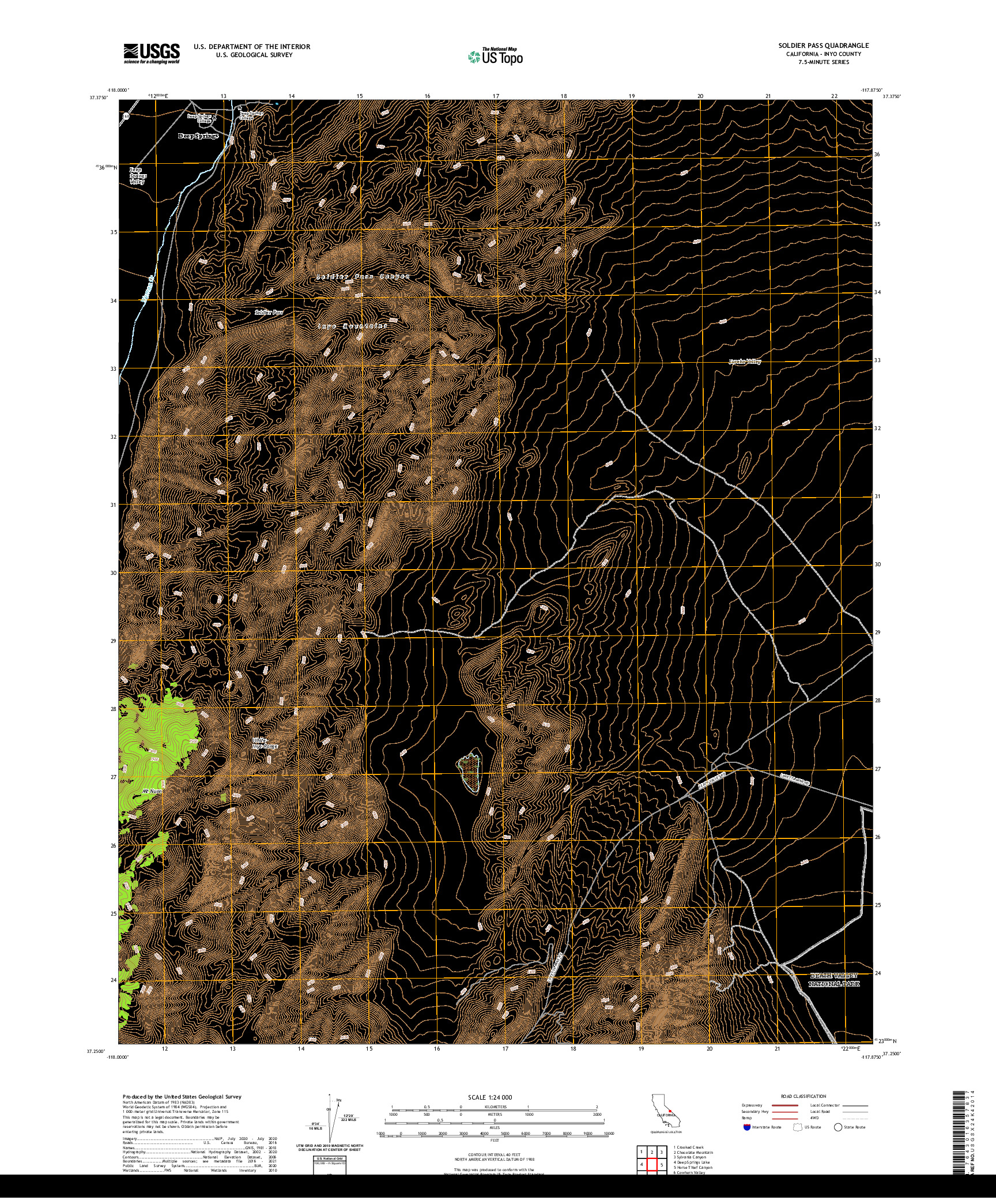 US TOPO 7.5-MINUTE MAP FOR SOLDIER PASS, CA