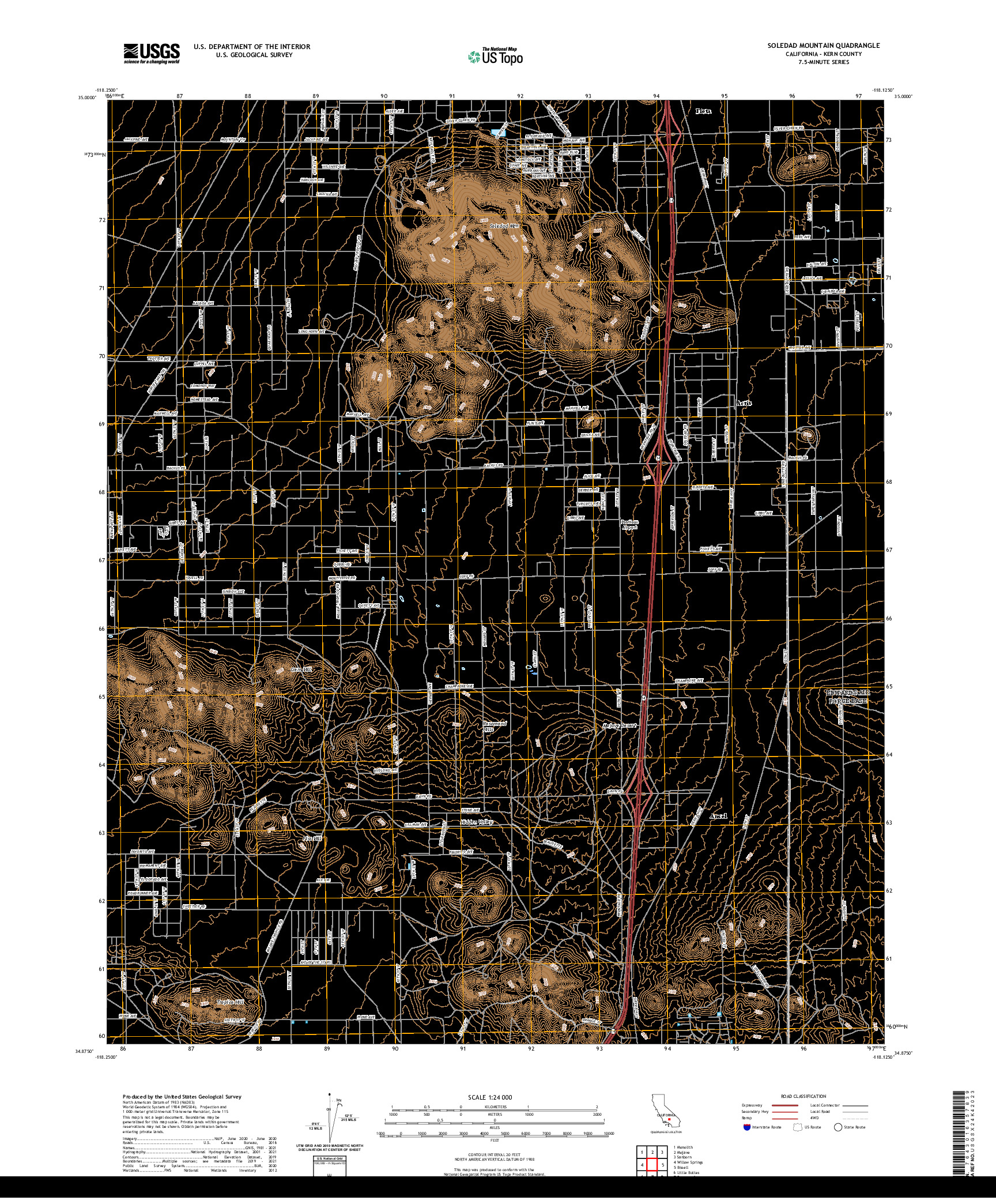 US TOPO 7.5-MINUTE MAP FOR SOLEDAD MOUNTAIN, CA