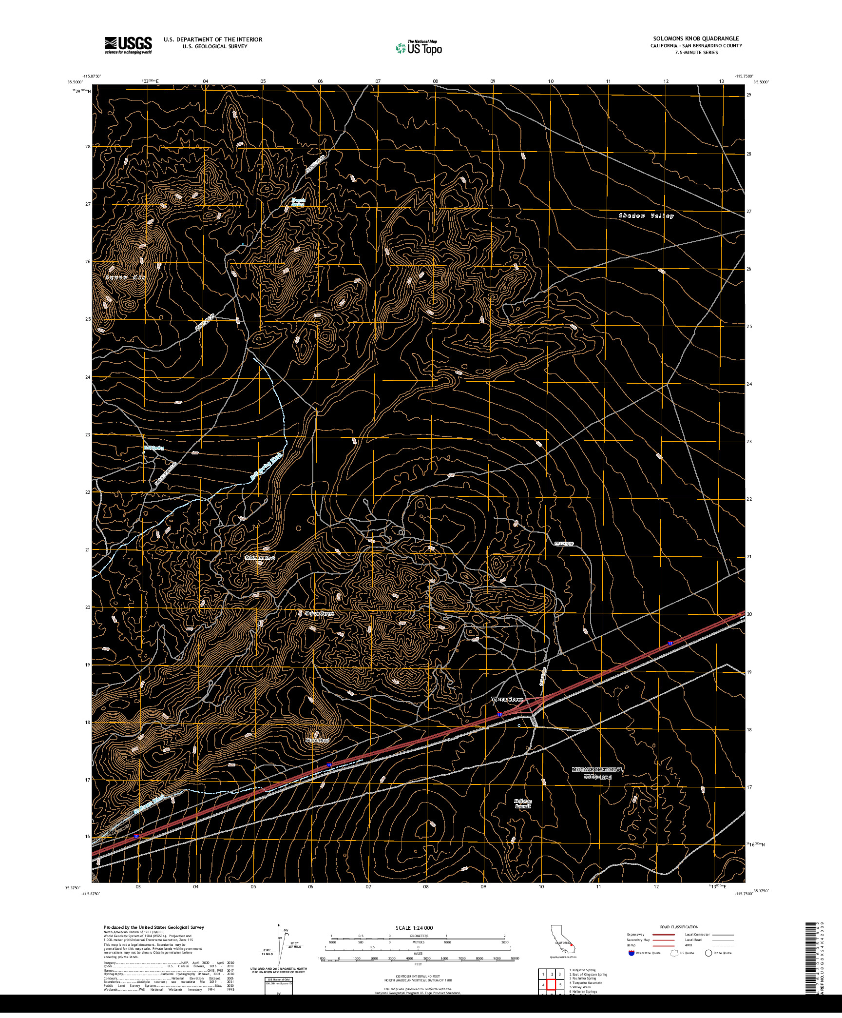 US TOPO 7.5-MINUTE MAP FOR SOLOMONS KNOB, CA