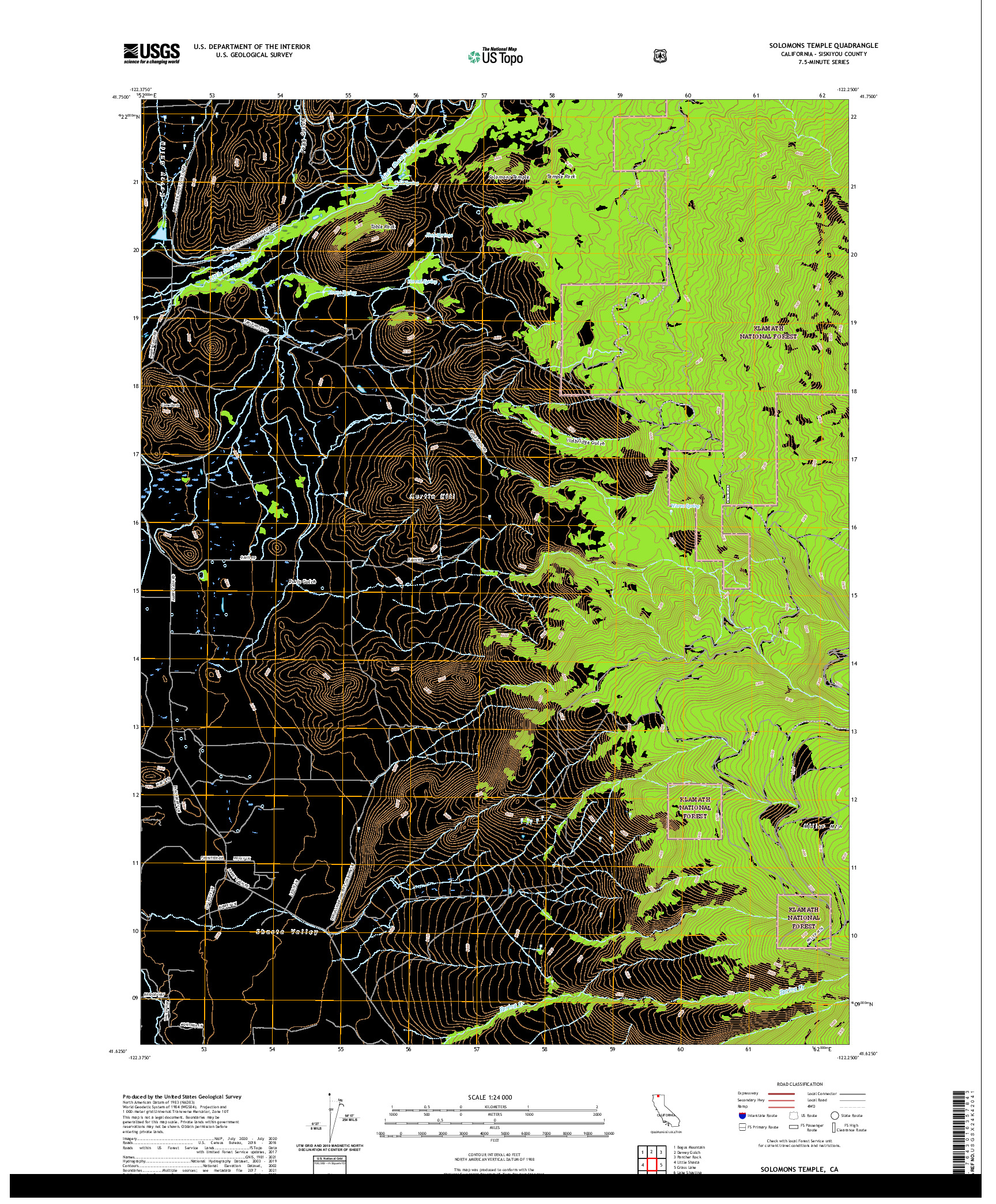 US TOPO 7.5-MINUTE MAP FOR SOLOMONS TEMPLE, CA