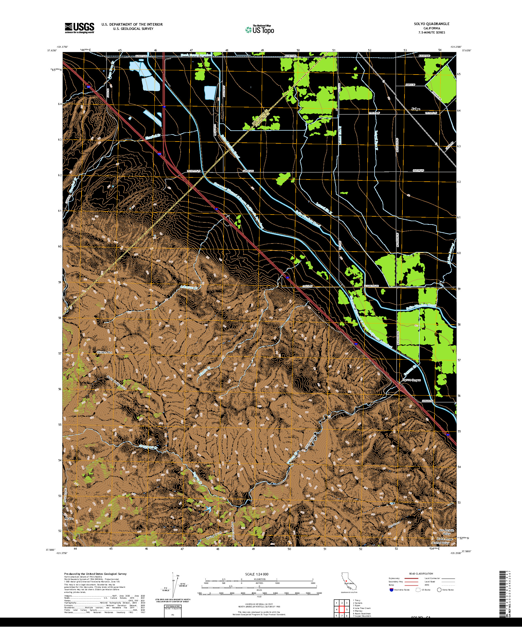 US TOPO 7.5-MINUTE MAP FOR SOLYO, CA