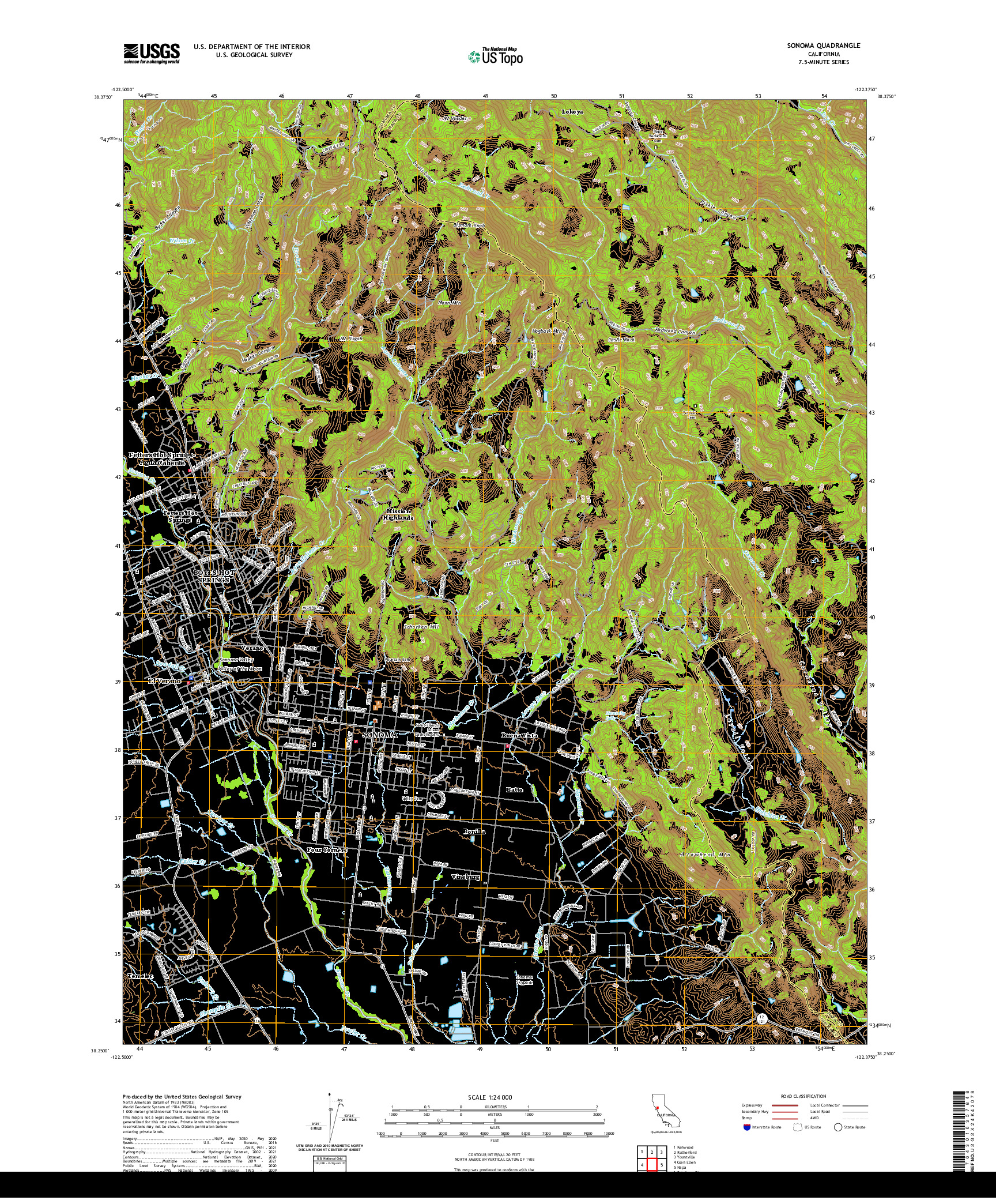 US TOPO 7.5-MINUTE MAP FOR SONOMA, CA