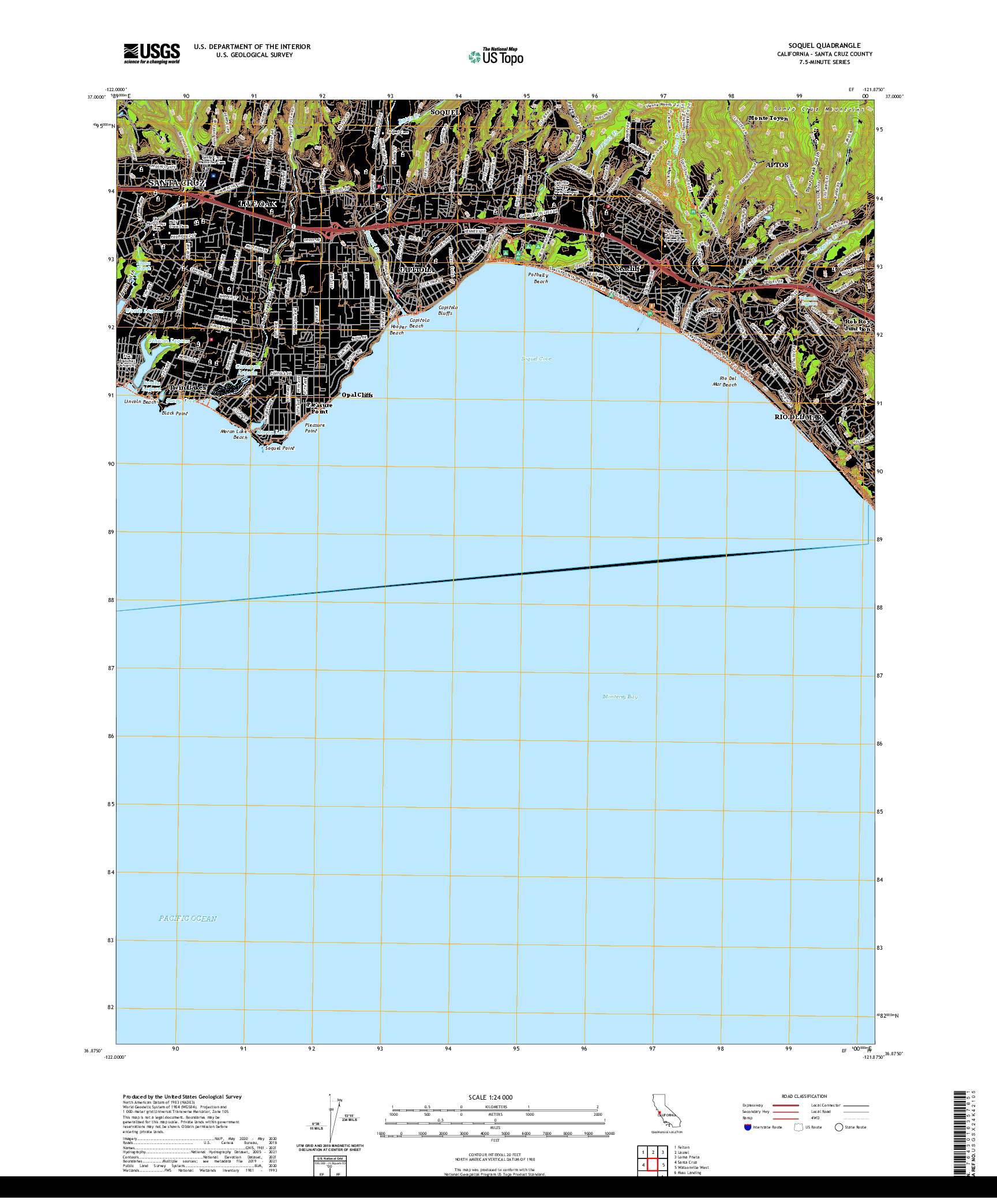 US TOPO 7.5-MINUTE MAP FOR SOQUEL, CA