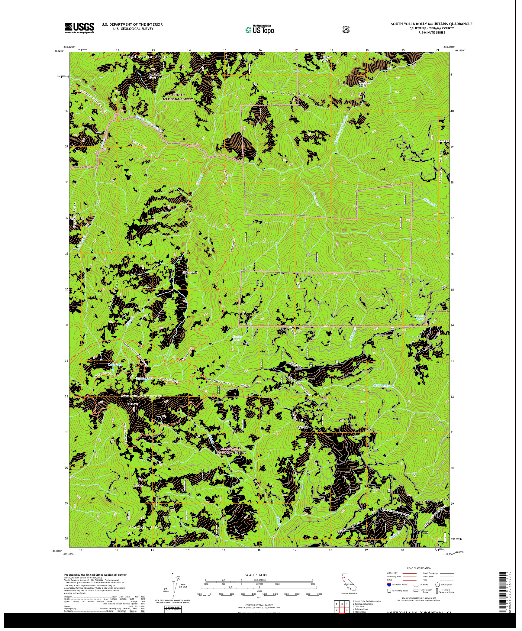 US TOPO 7.5-MINUTE MAP FOR SOUTH YOLLA BOLLY MOUNTAINS, CA