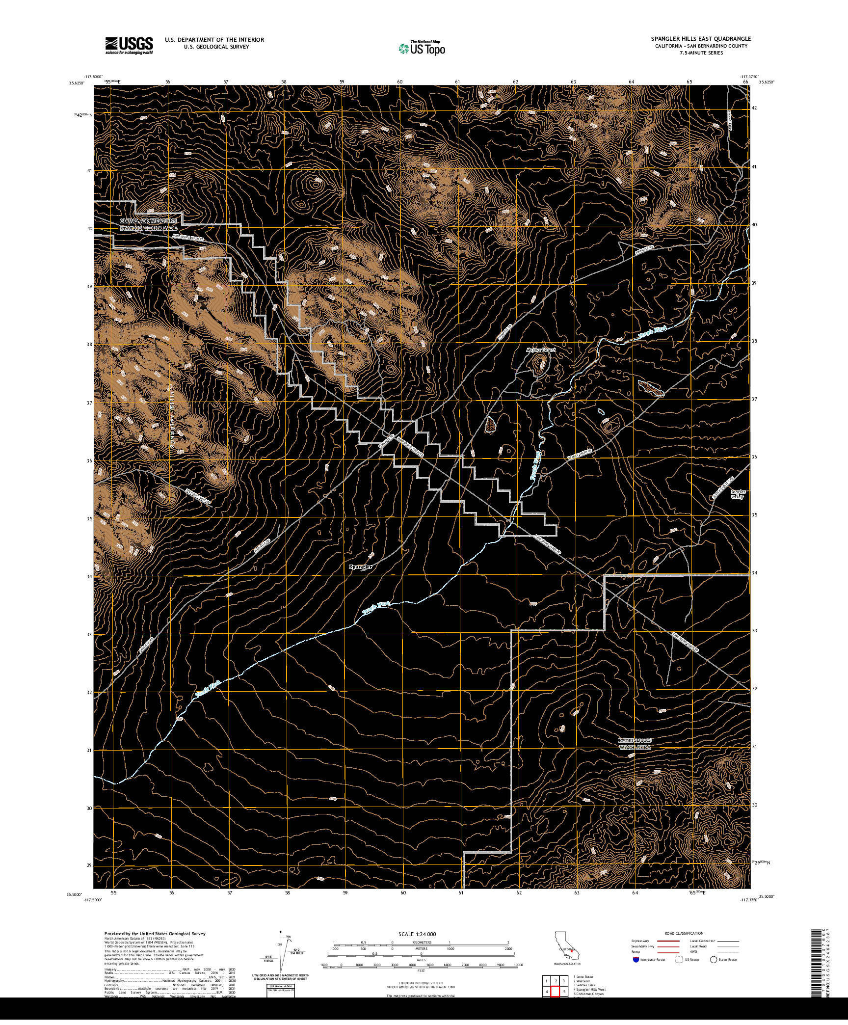 US TOPO 7.5-MINUTE MAP FOR SPANGLER HILLS EAST, CA