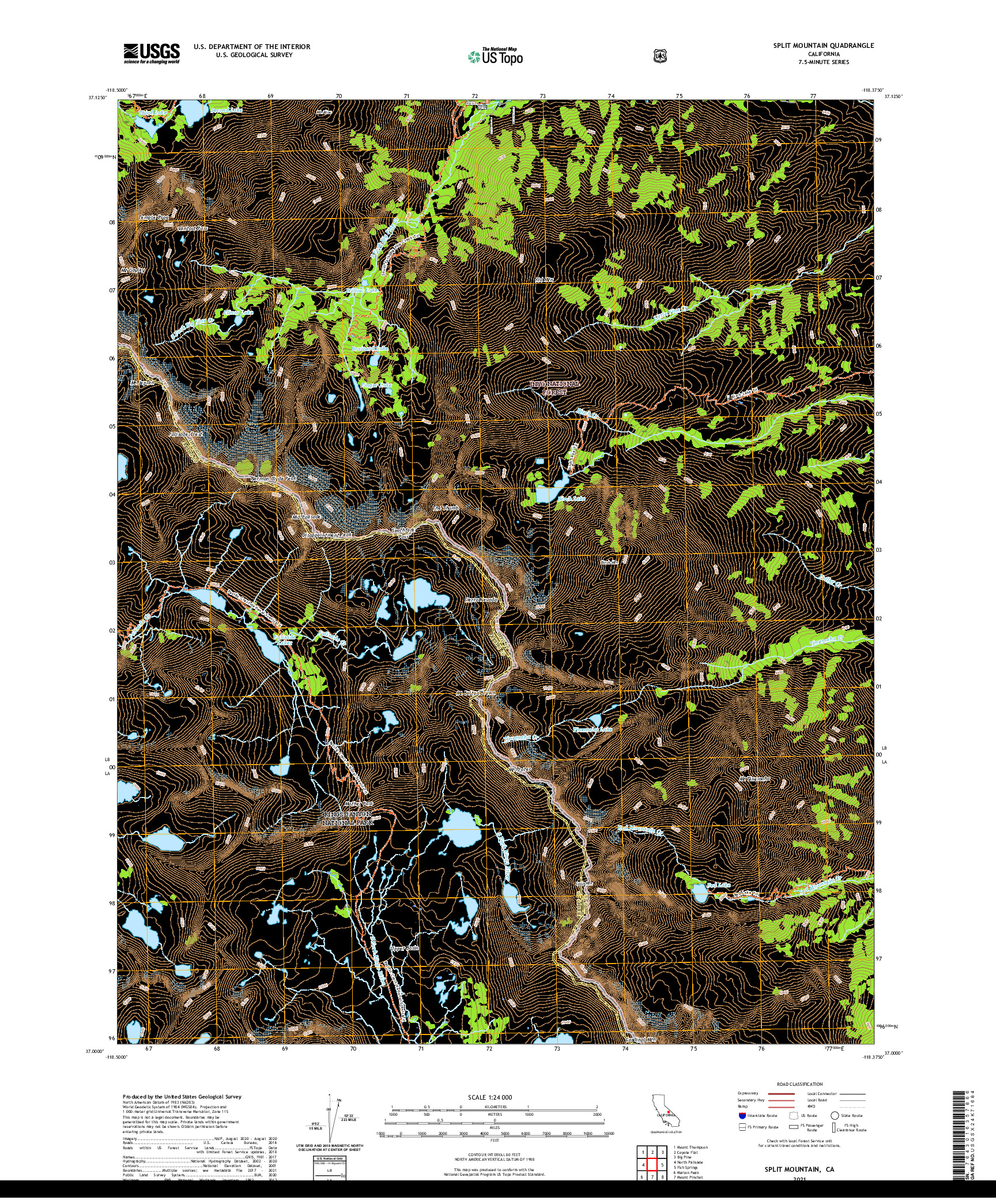 US TOPO 7.5-MINUTE MAP FOR SPLIT MOUNTAIN, CA