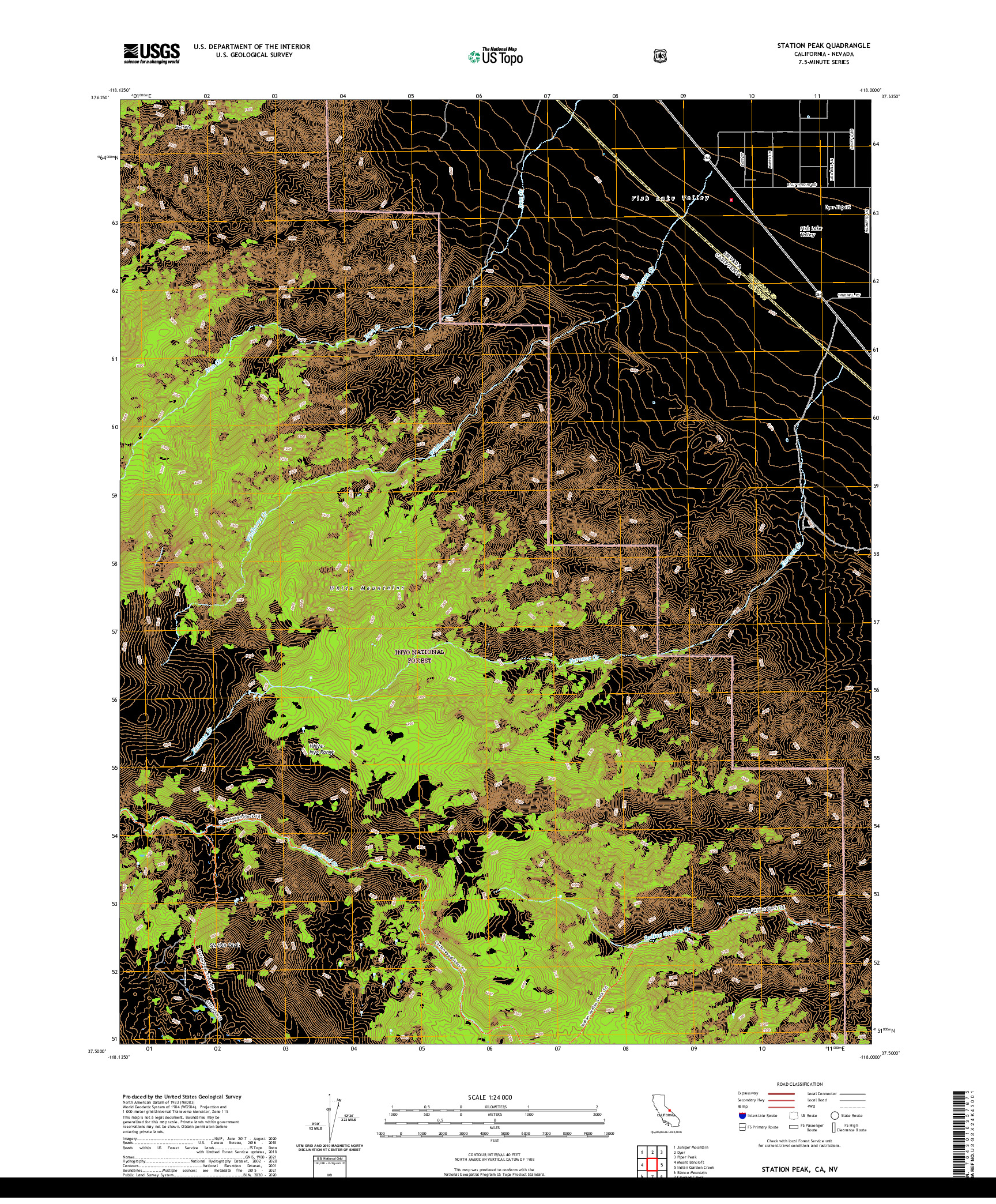 US TOPO 7.5-MINUTE MAP FOR STATION PEAK, CA,NV