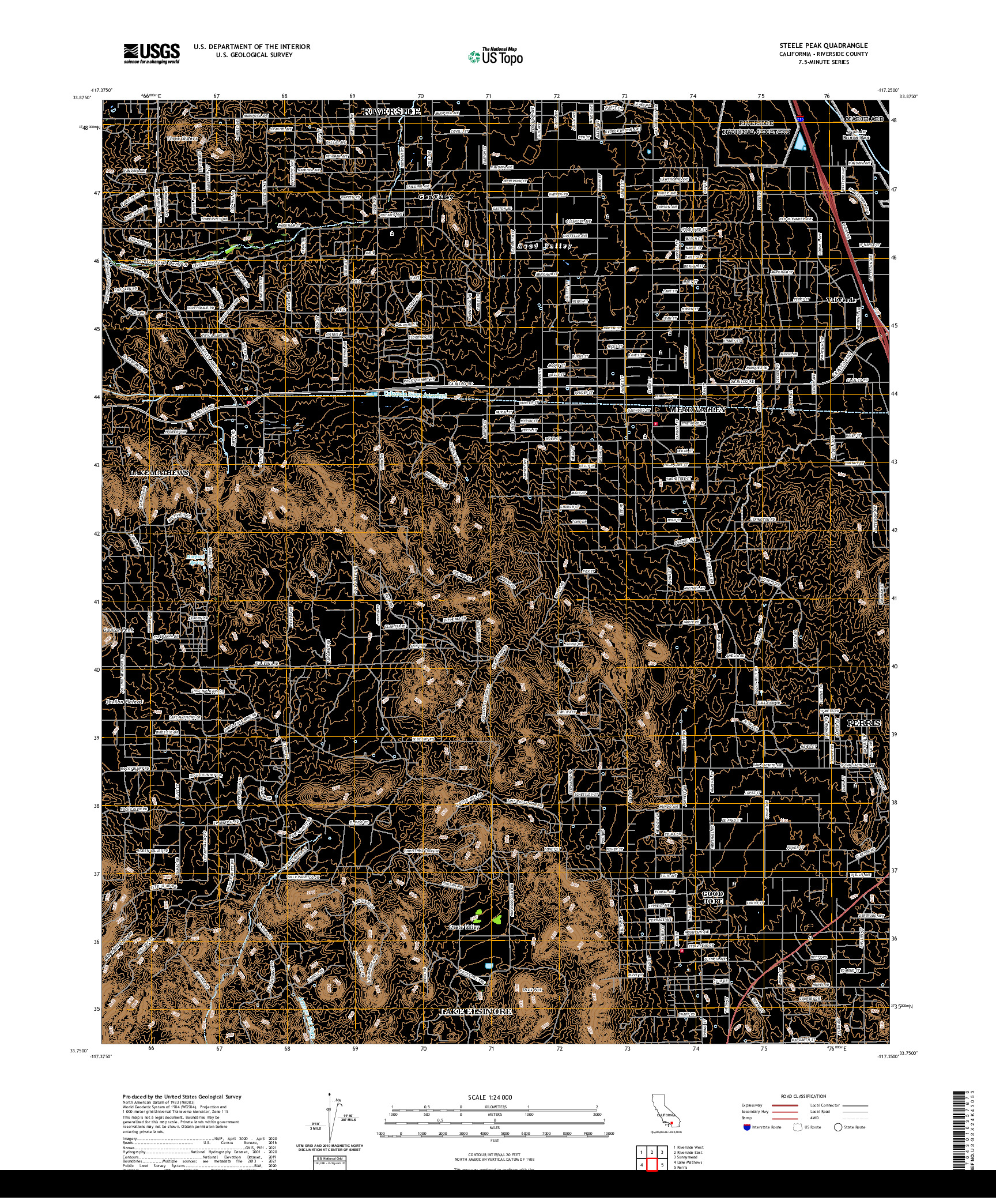 US TOPO 7.5-MINUTE MAP FOR STEELE PEAK, CA