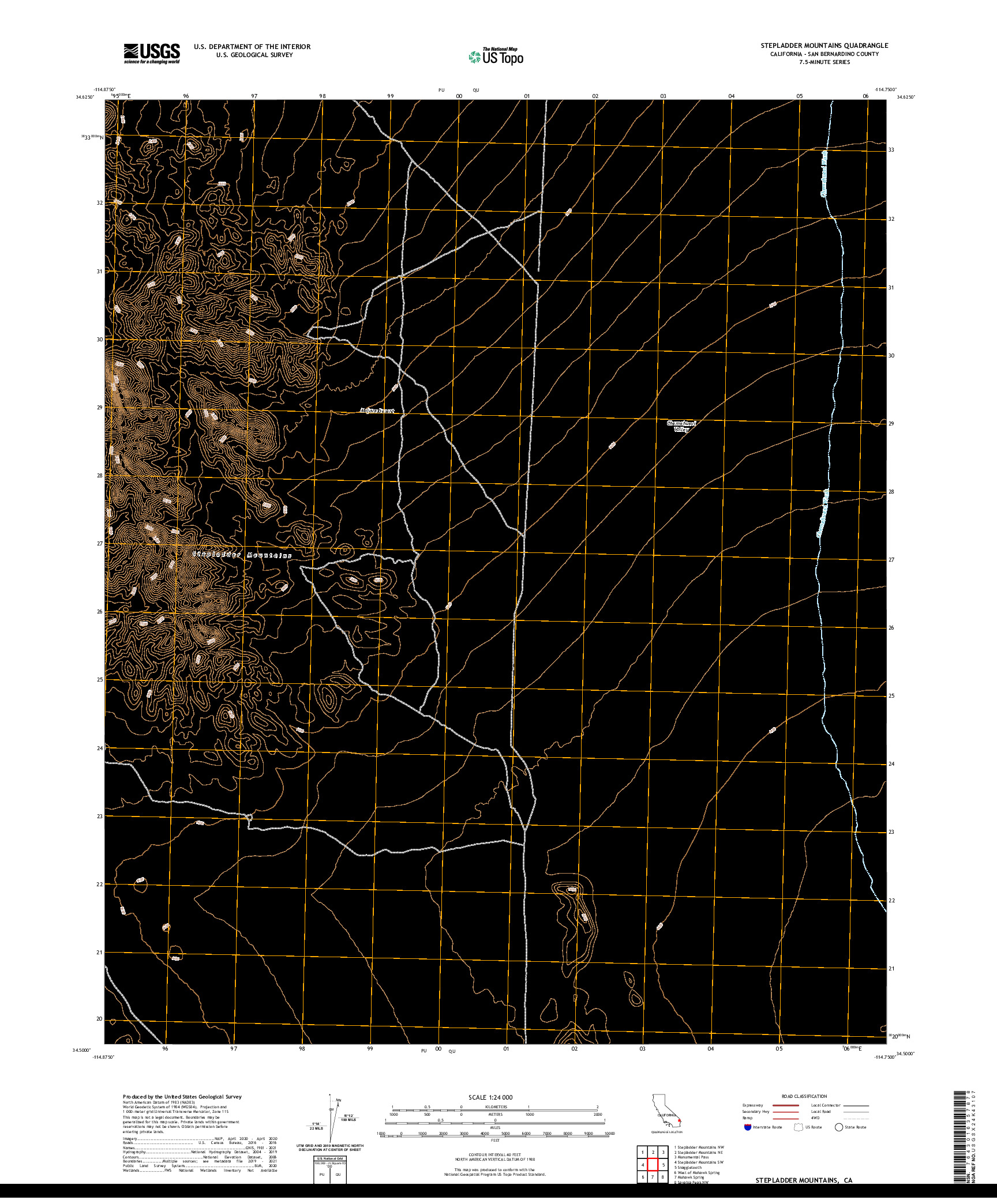 US TOPO 7.5-MINUTE MAP FOR STEPLADDER MOUNTAINS, CA