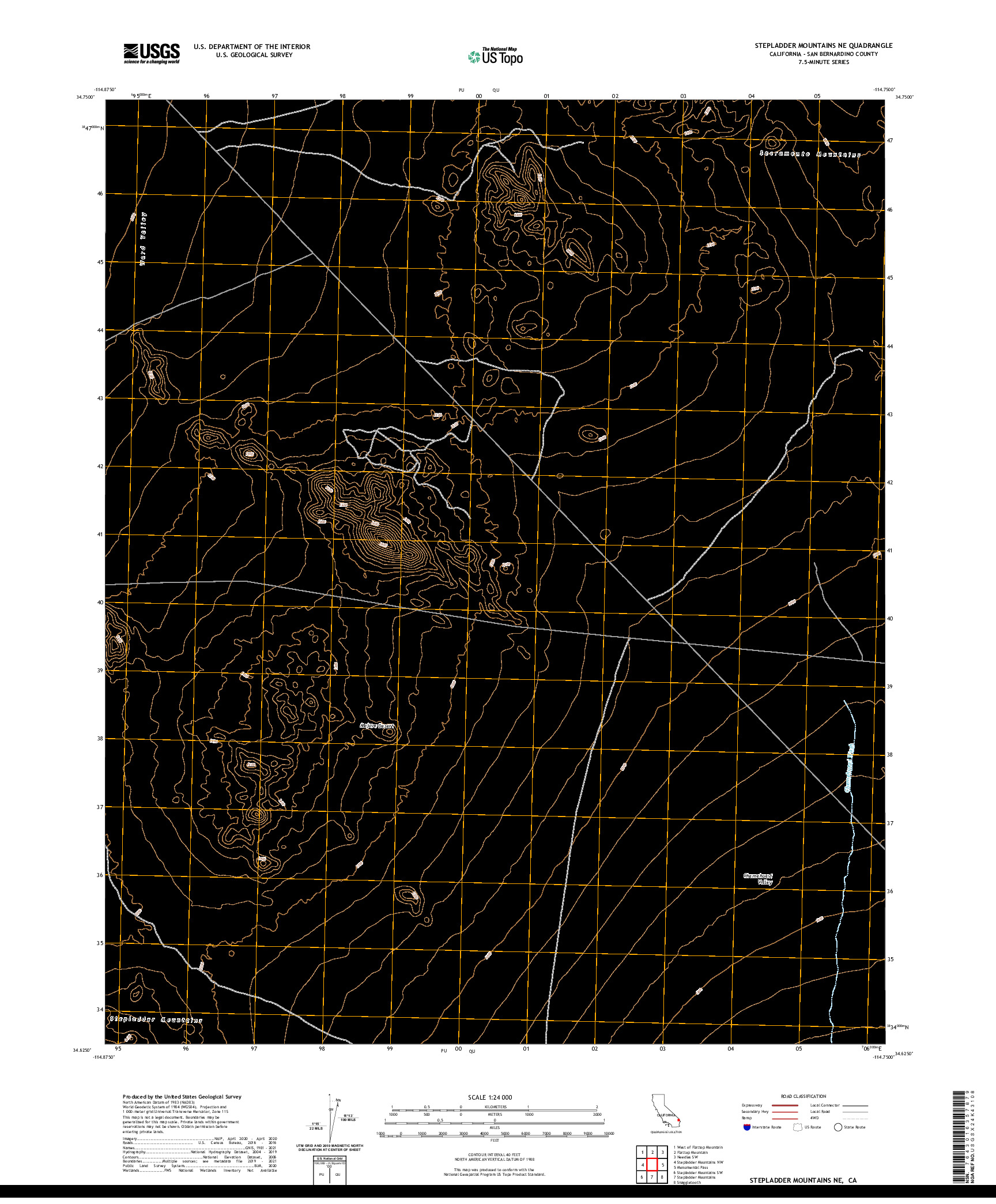 US TOPO 7.5-MINUTE MAP FOR STEPLADDER MOUNTAINS NE, CA