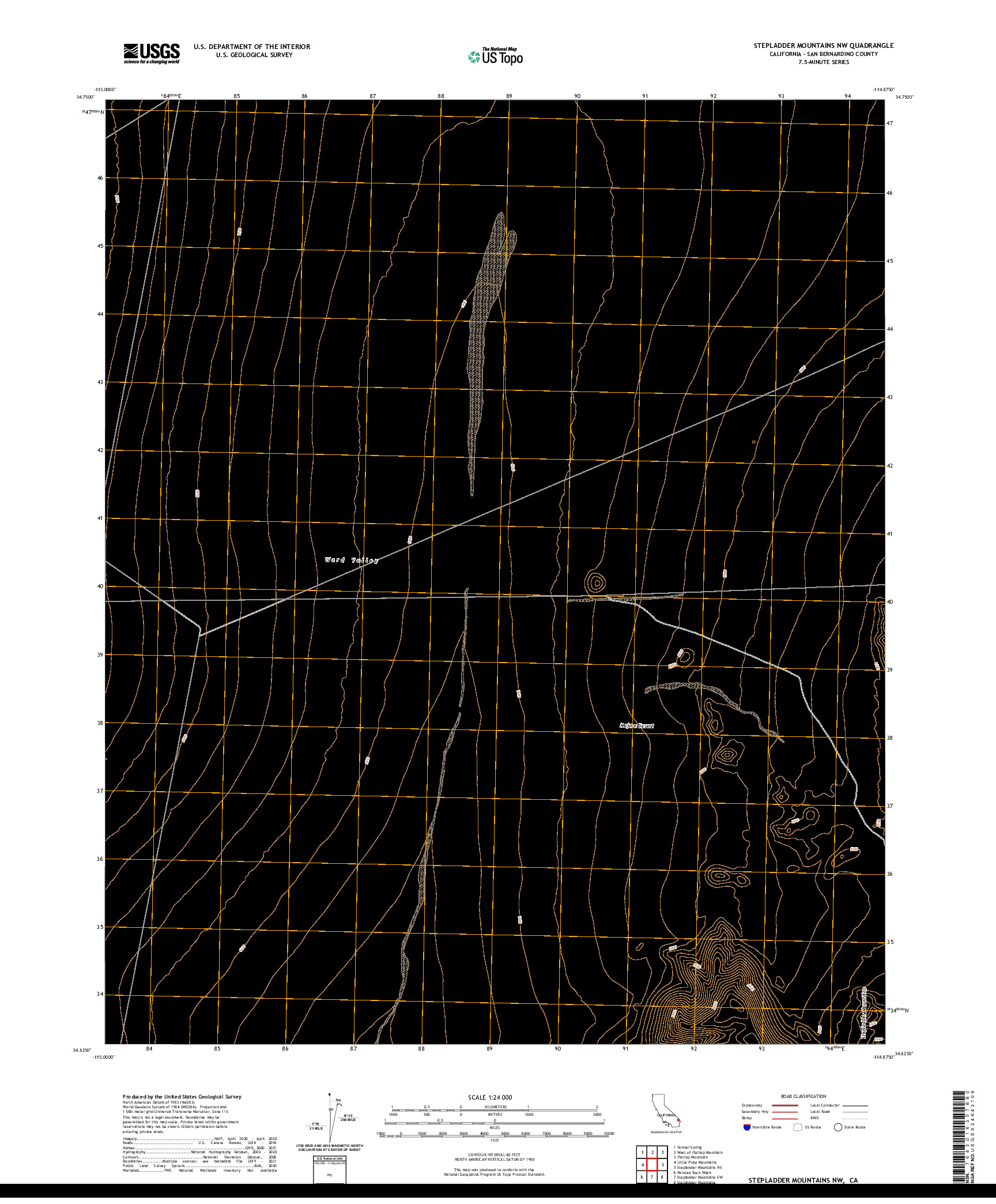 US TOPO 7.5-MINUTE MAP FOR STEPLADDER MOUNTAINS NW, CA