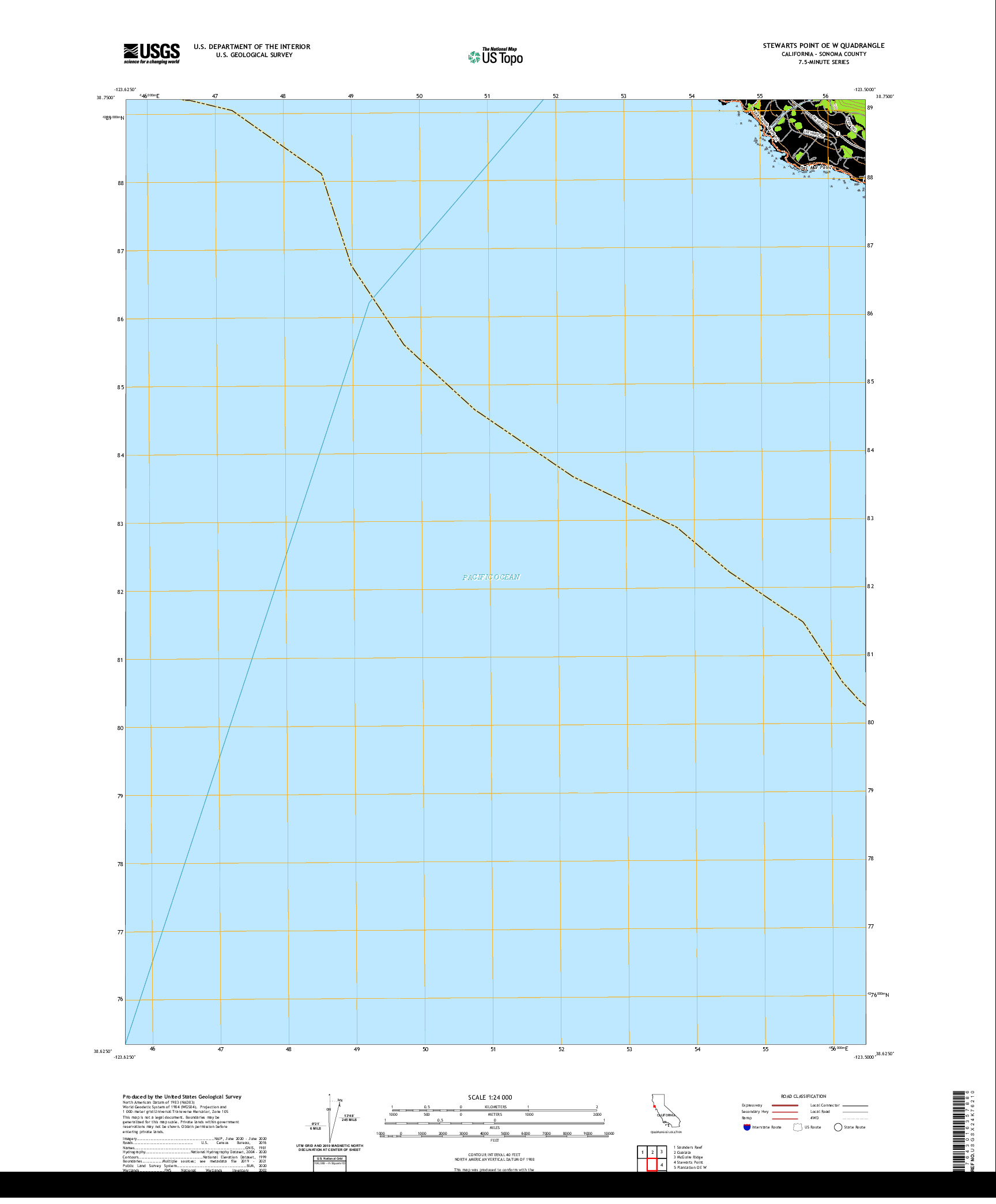 US TOPO 7.5-MINUTE MAP FOR STEWARTS POINT OE W, CA