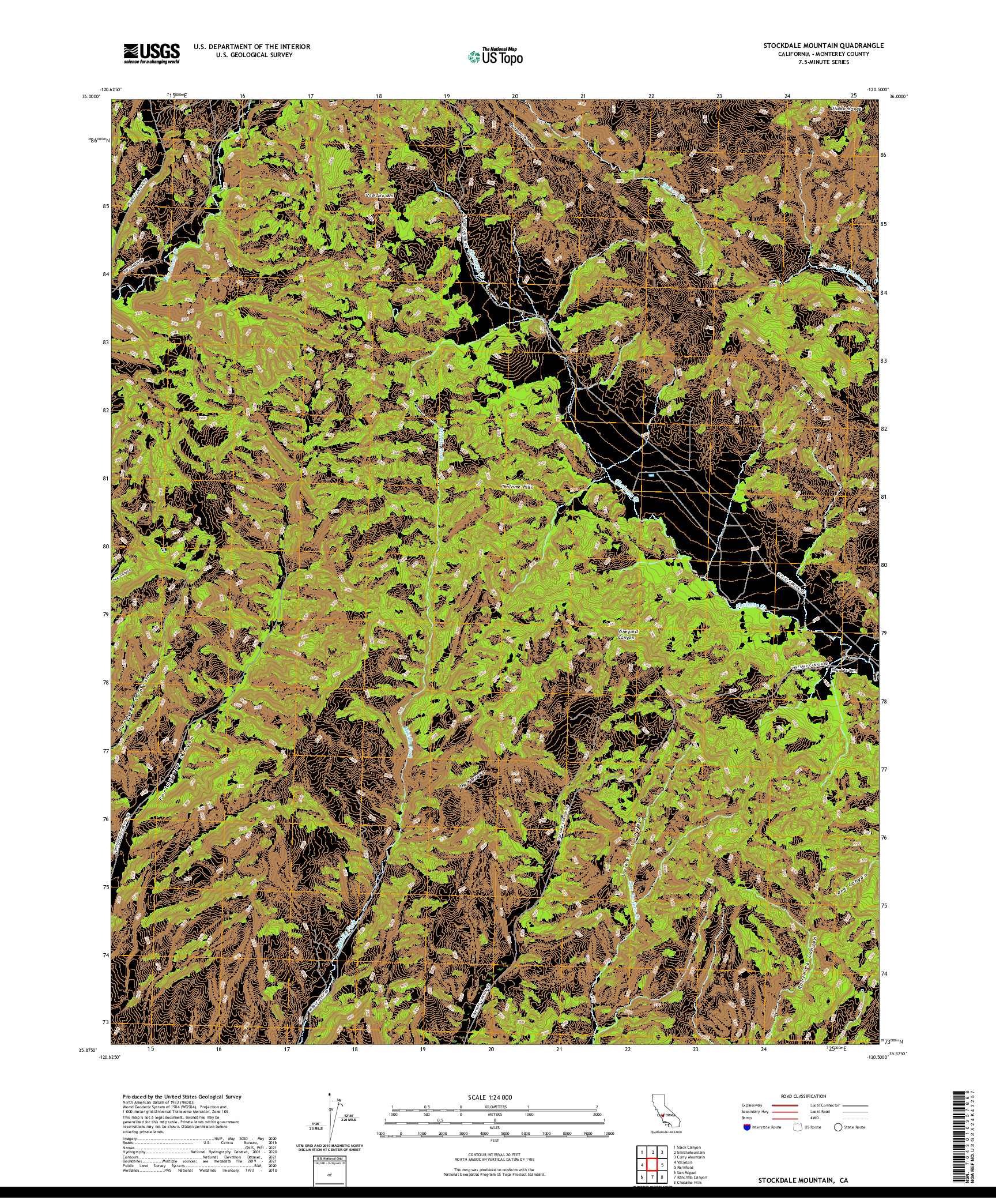 US TOPO 7.5-MINUTE MAP FOR STOCKDALE MOUNTAIN, CA