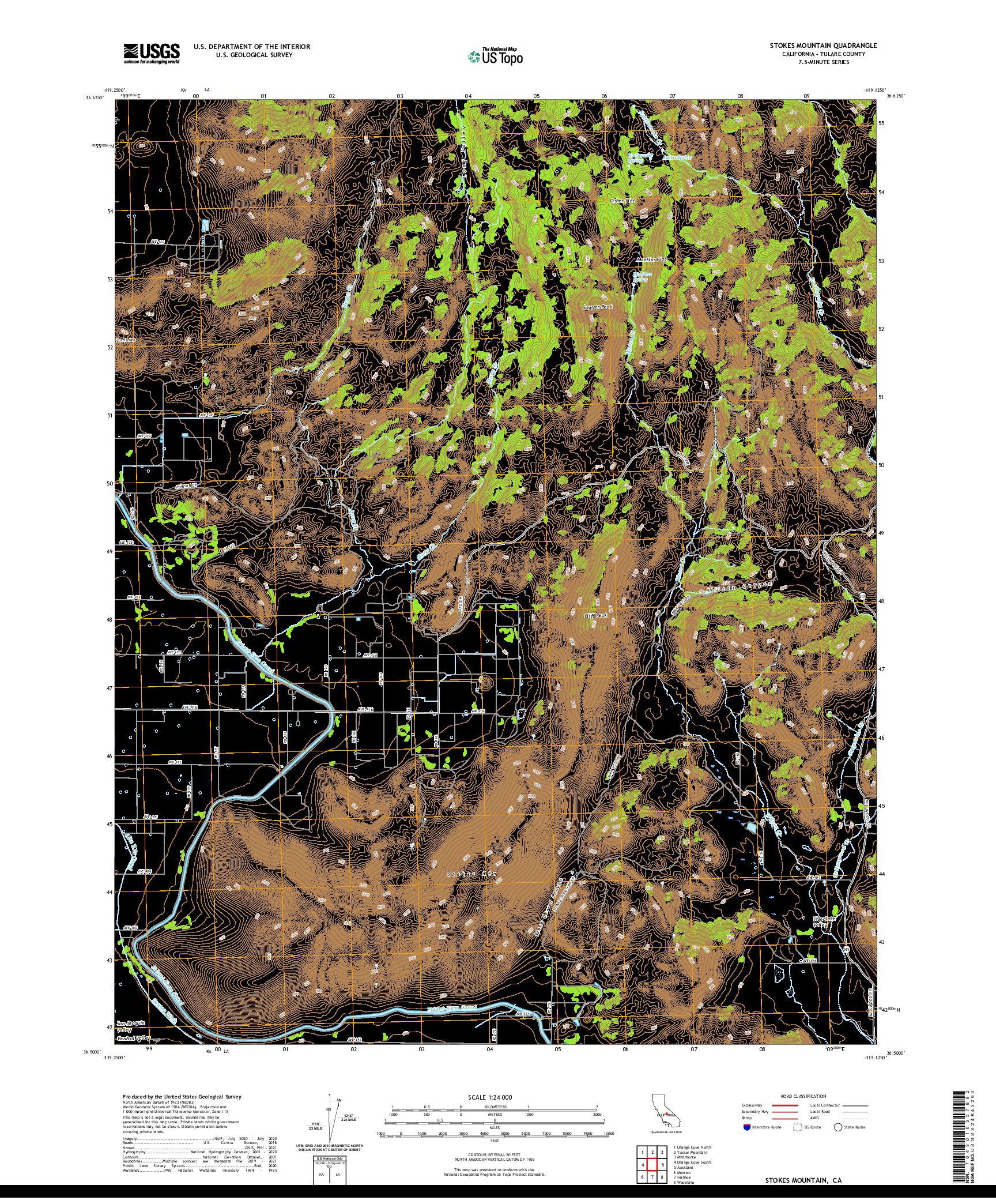 US TOPO 7.5-MINUTE MAP FOR STOKES MOUNTAIN, CA