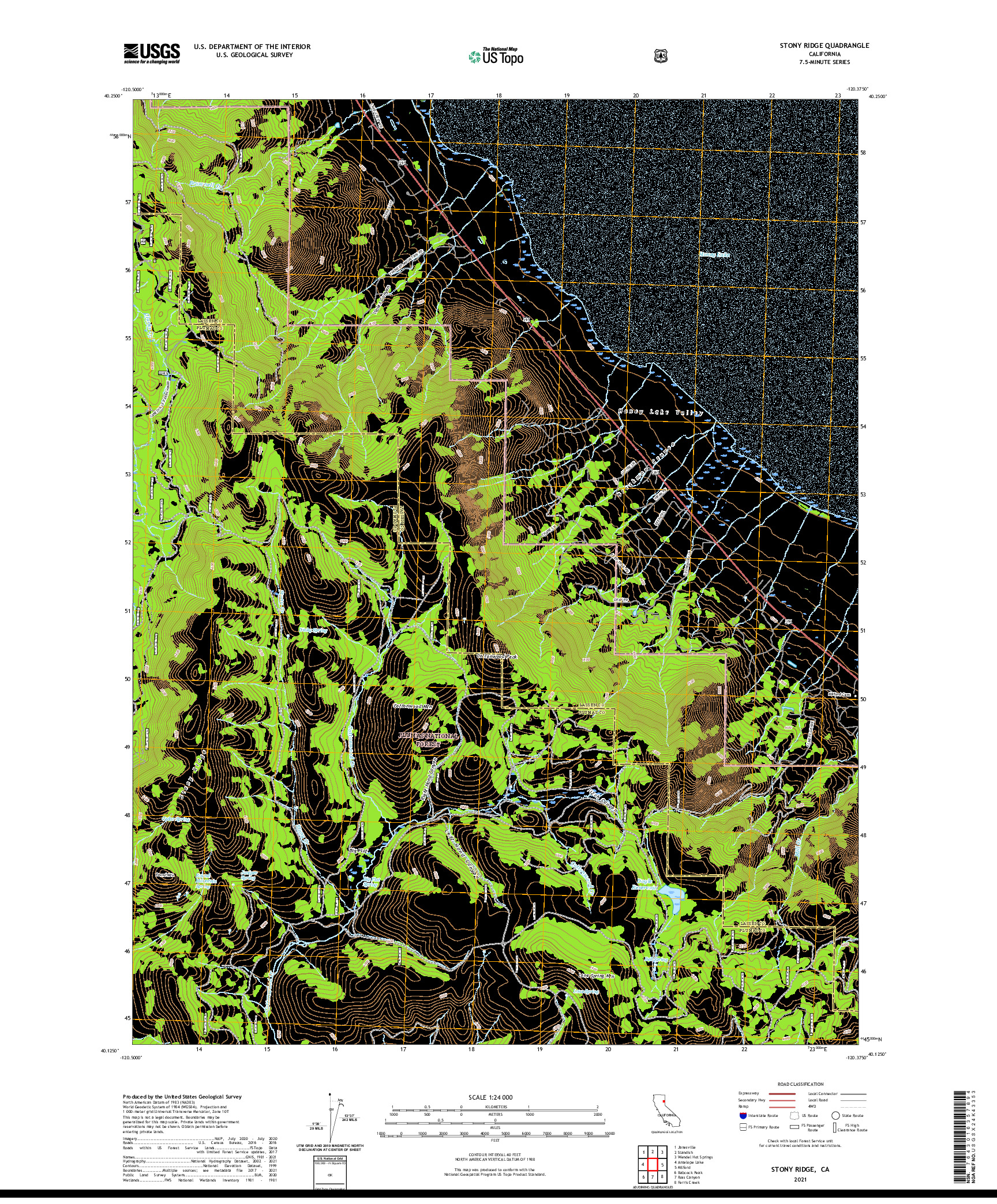 US TOPO 7.5-MINUTE MAP FOR STONY RIDGE, CA