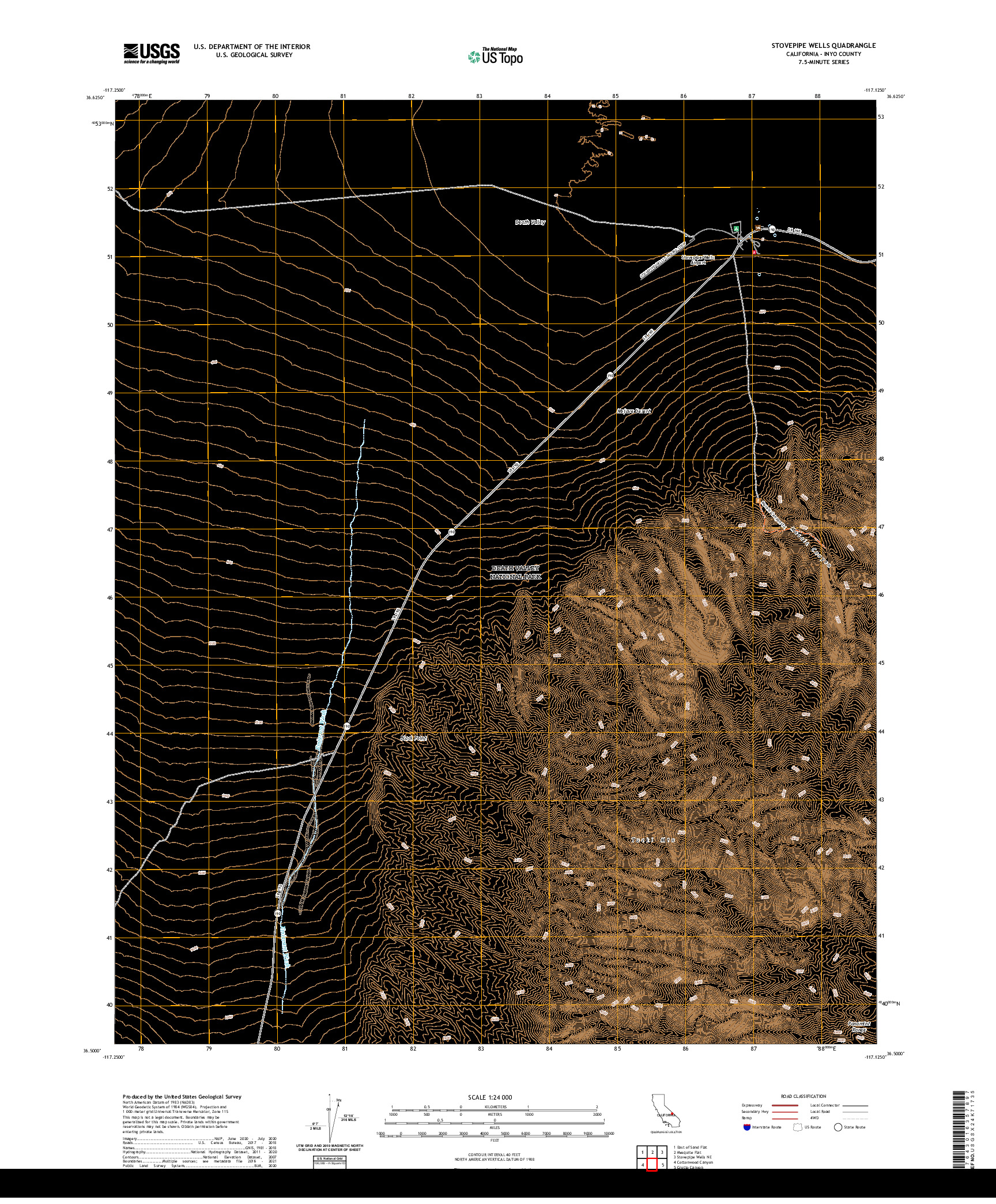 US TOPO 7.5-MINUTE MAP FOR STOVEPIPE WELLS, CA