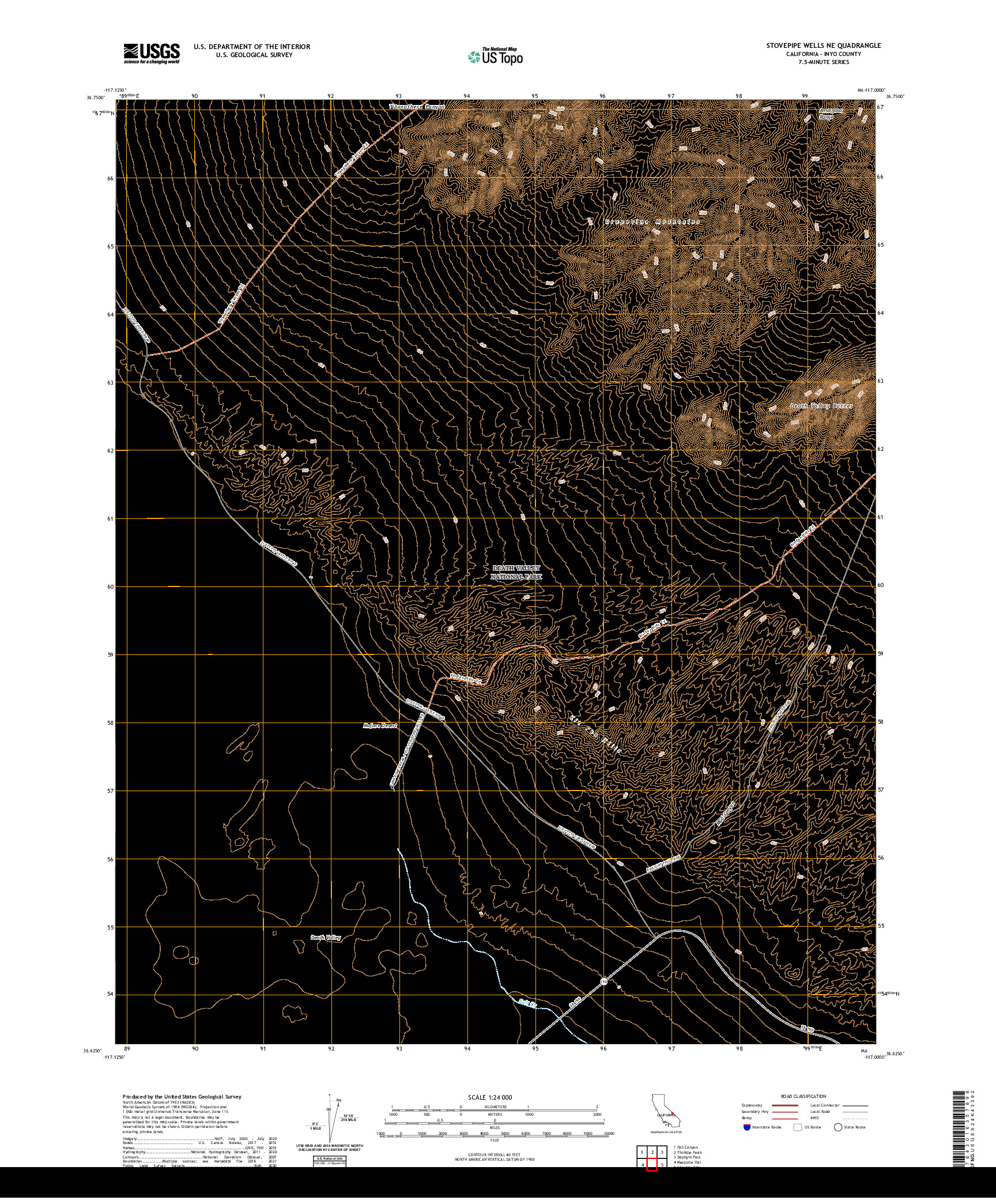 US TOPO 7.5-MINUTE MAP FOR STOVEPIPE WELLS NE, CA