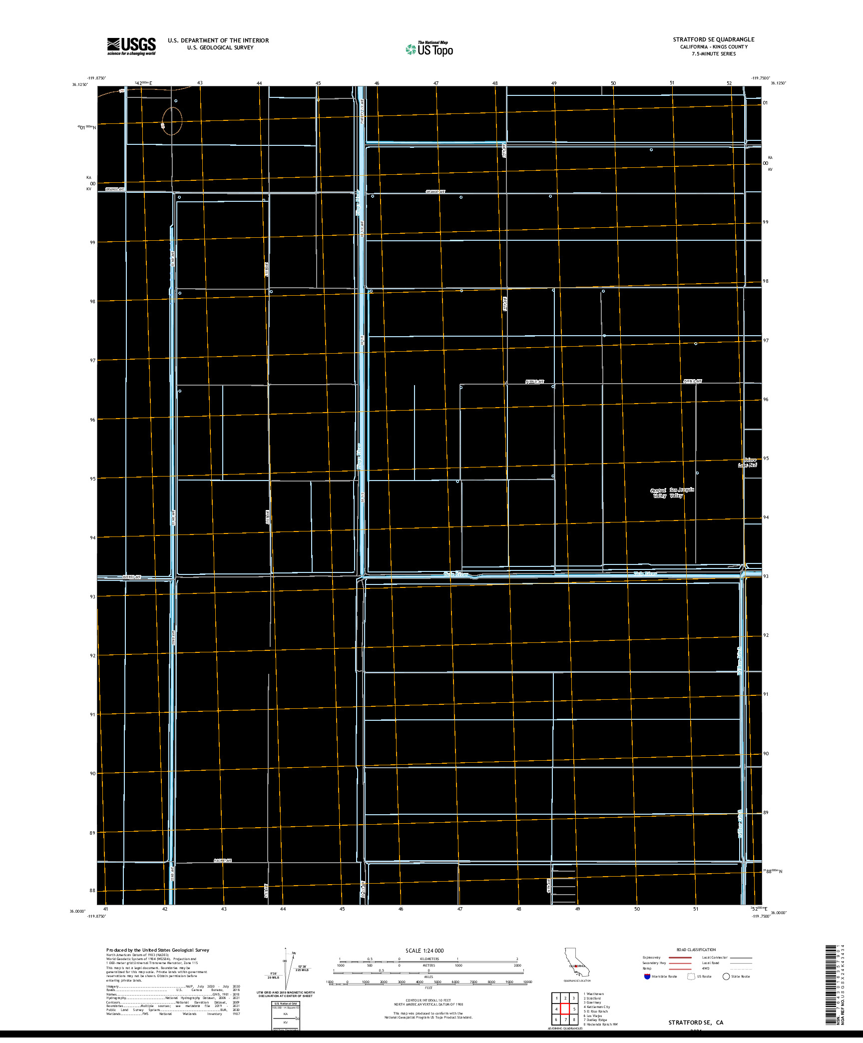 US TOPO 7.5-MINUTE MAP FOR STRATFORD SE, CA