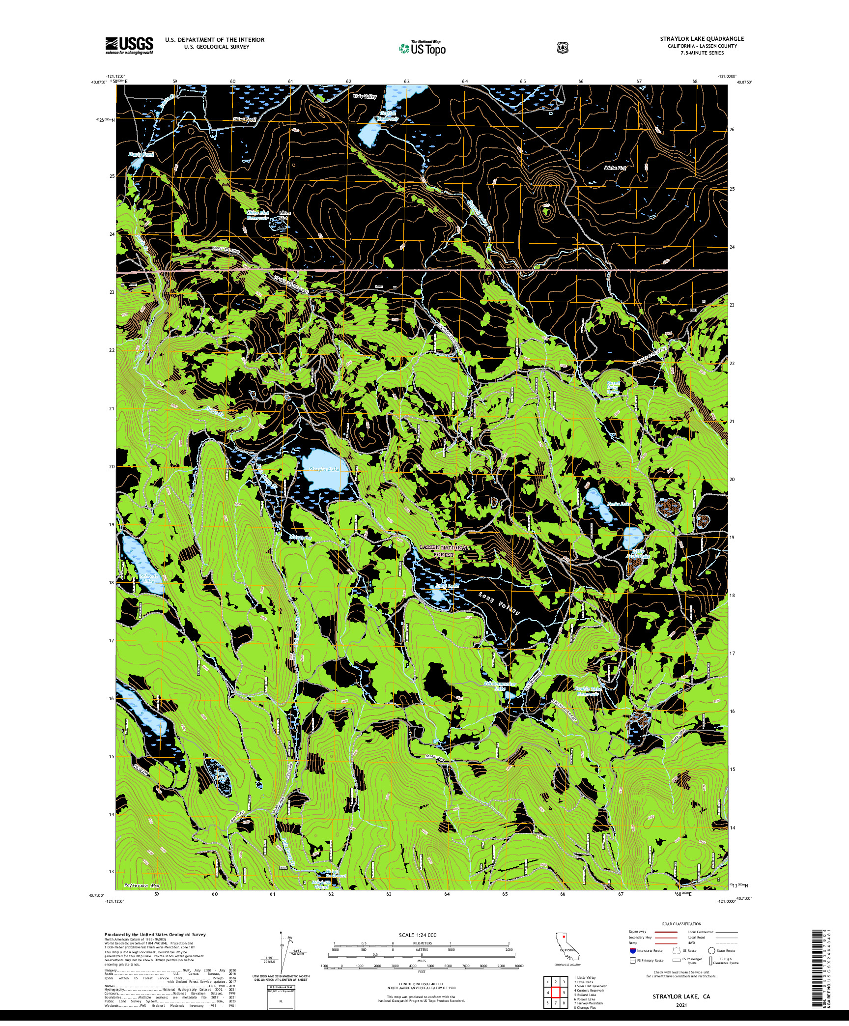 US TOPO 7.5-MINUTE MAP FOR STRAYLOR LAKE, CA