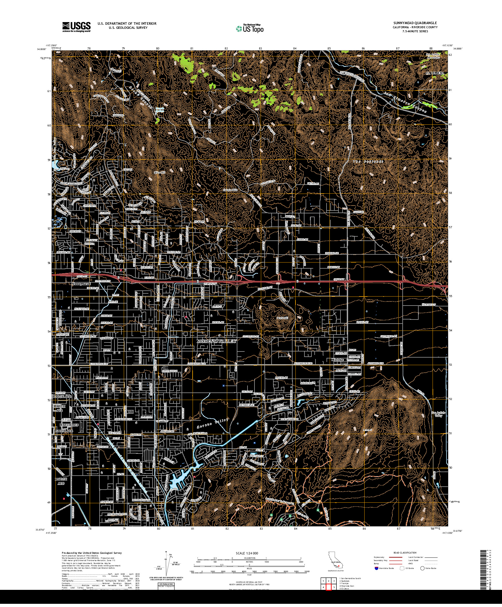US TOPO 7.5-MINUTE MAP FOR SUNNYMEAD, CA