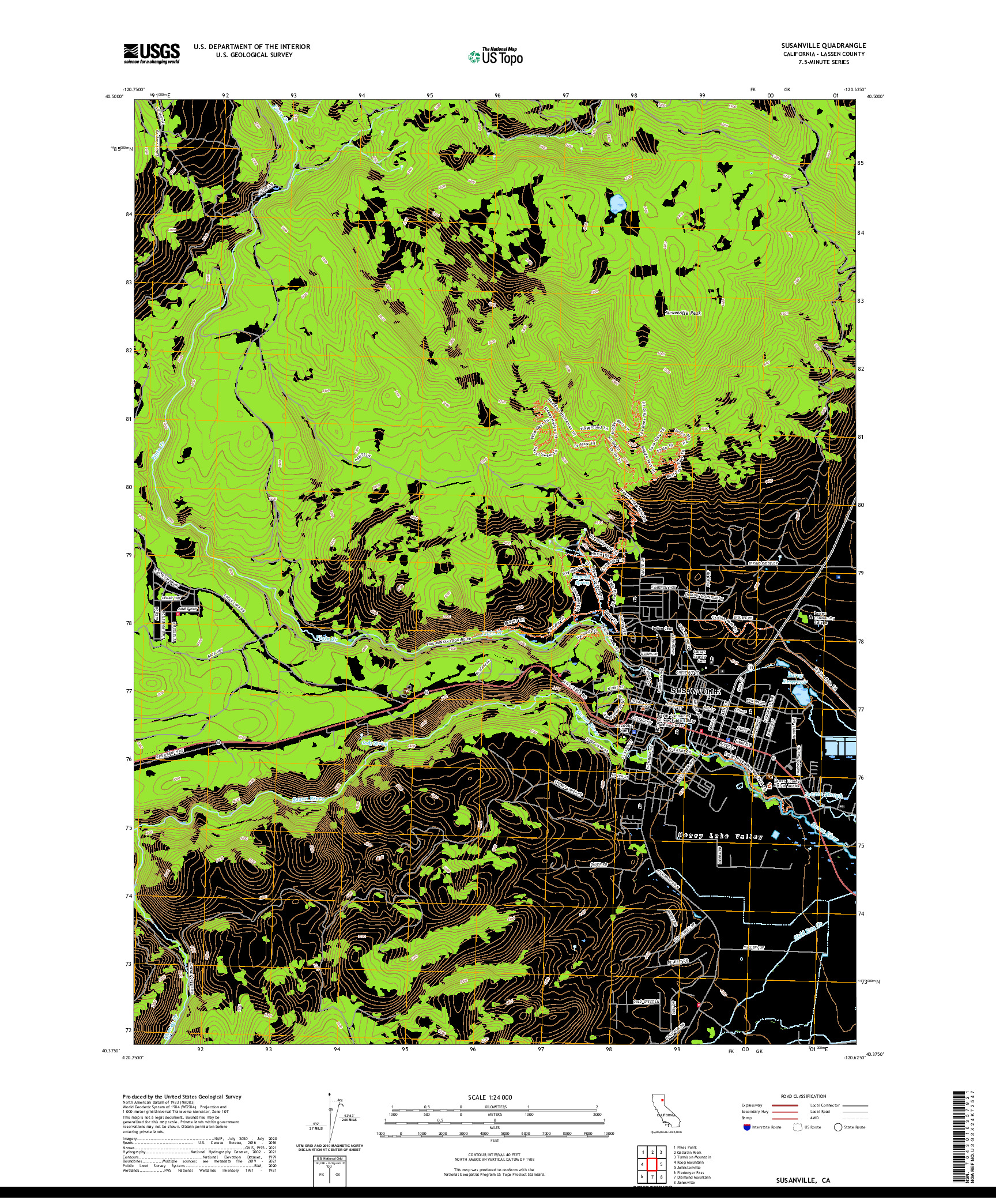 US TOPO 7.5-MINUTE MAP FOR SUSANVILLE, CA