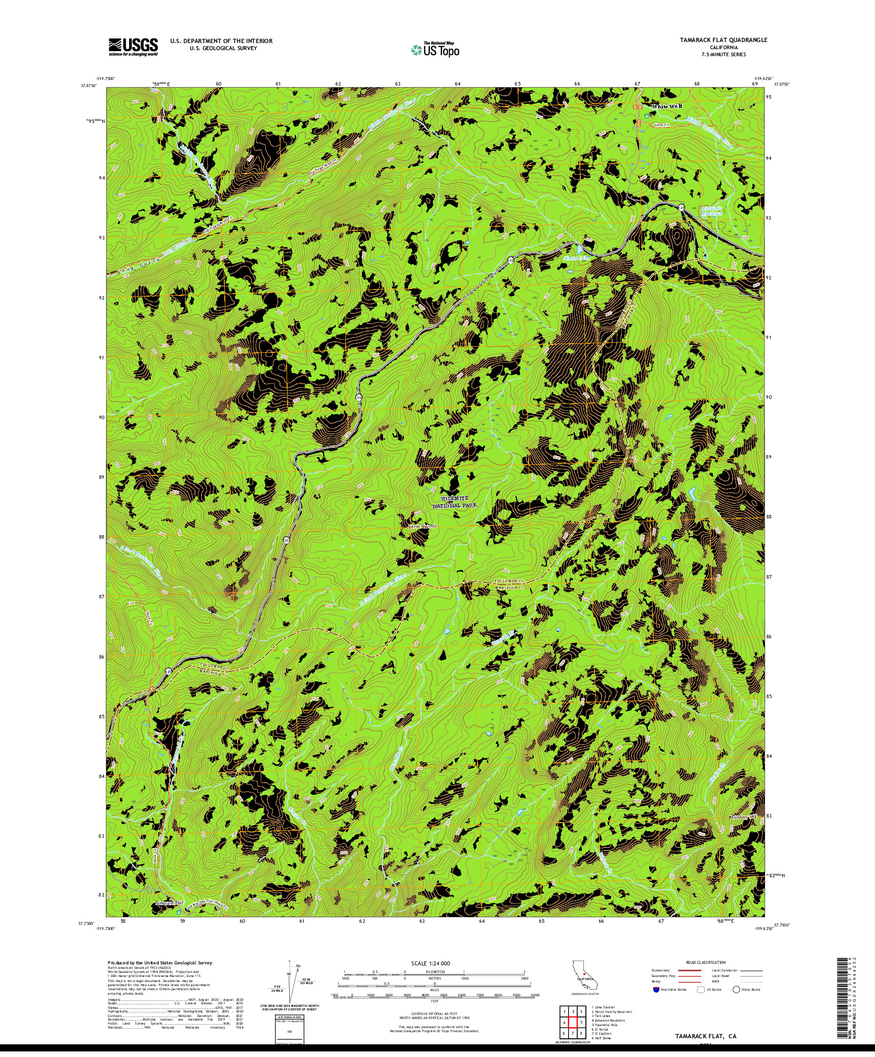 US TOPO 7.5-MINUTE MAP FOR TAMARACK FLAT, CA