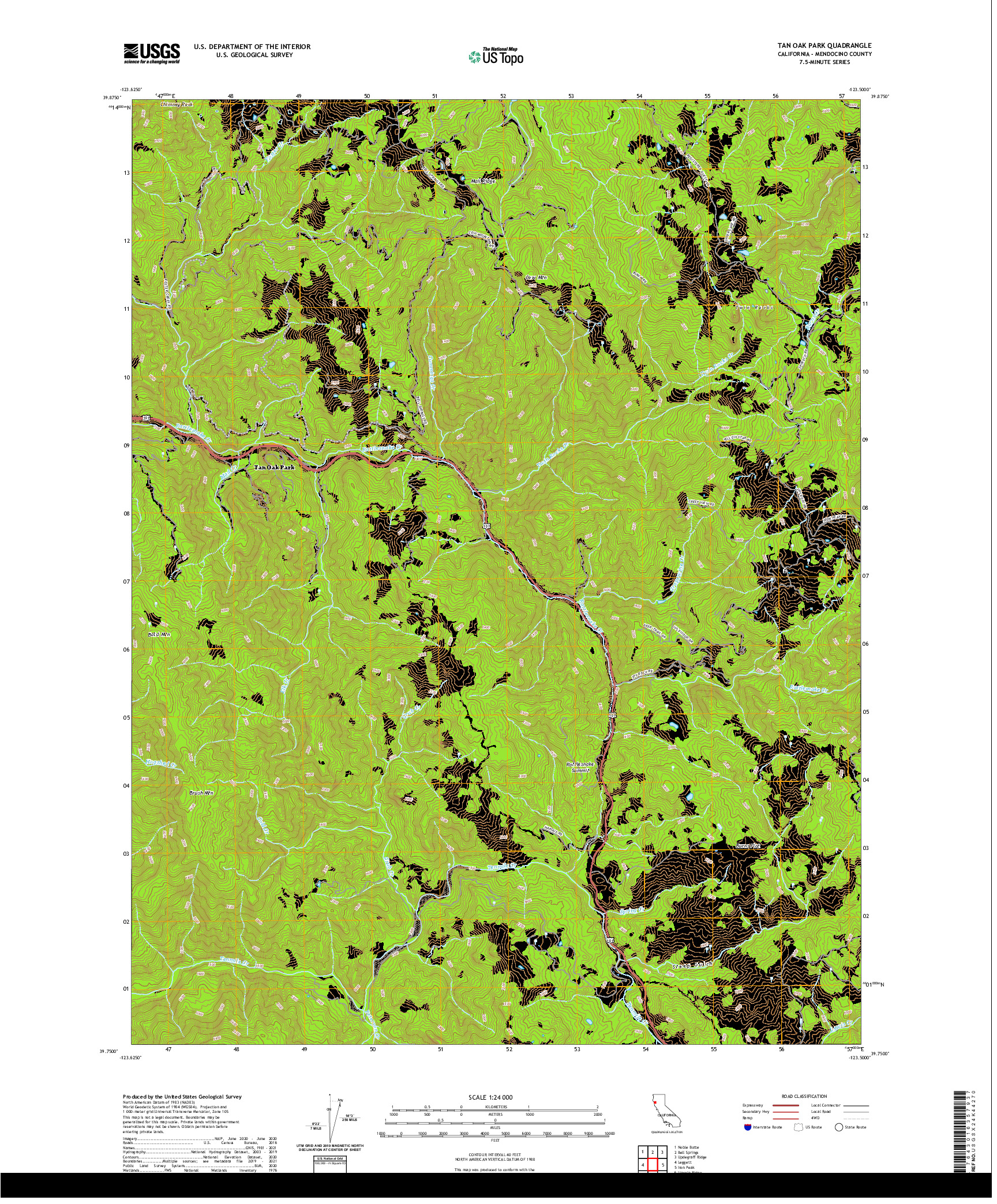 US TOPO 7.5-MINUTE MAP FOR TAN OAK PARK, CA