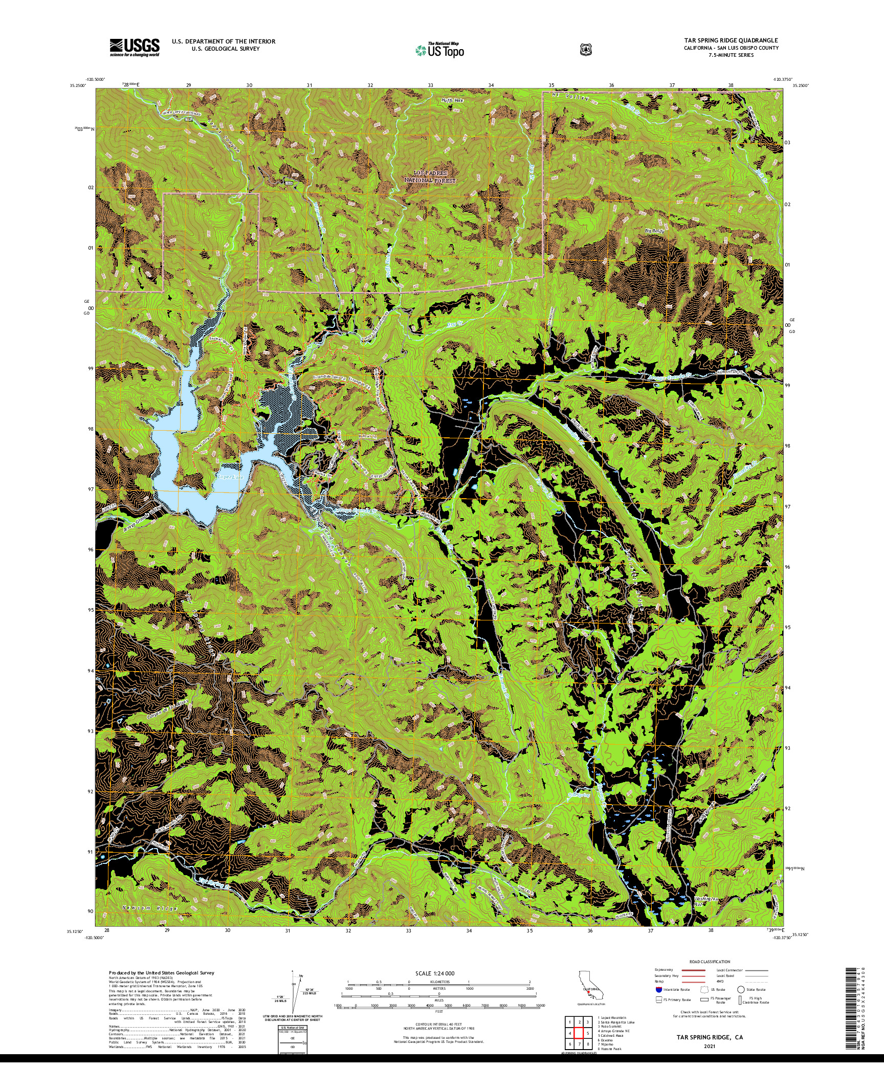 US TOPO 7.5-MINUTE MAP FOR TAR SPRING RIDGE, CA