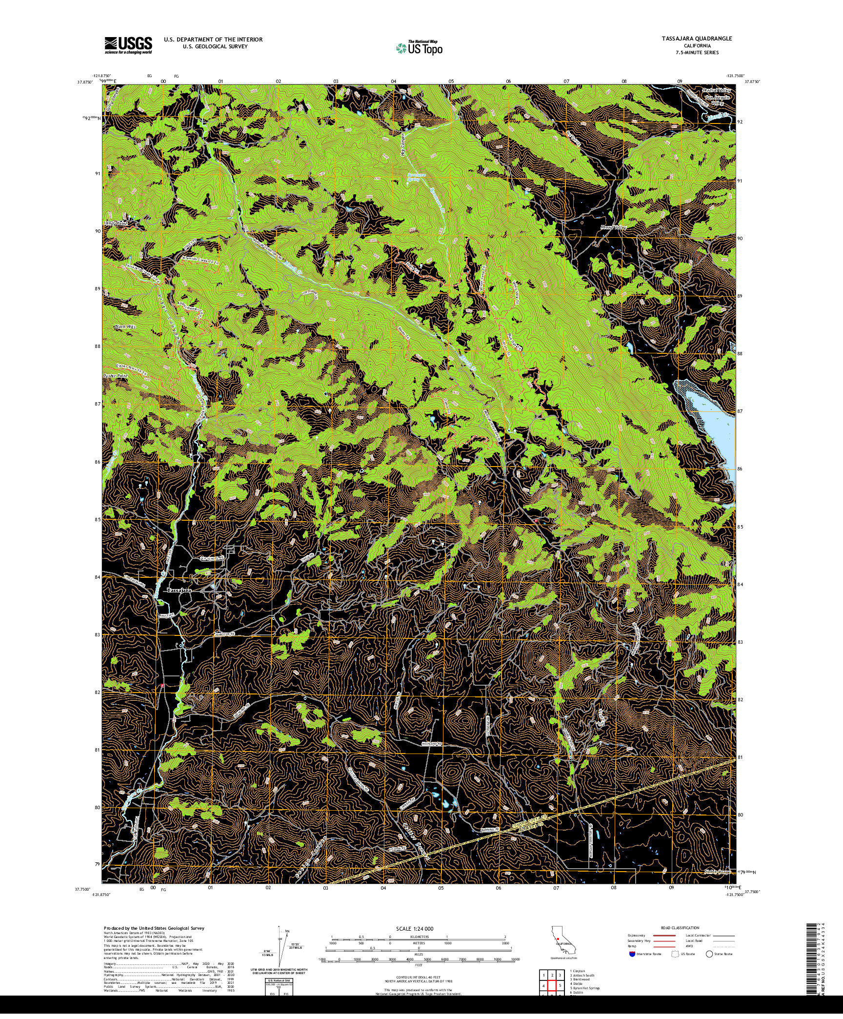 US TOPO 7.5-MINUTE MAP FOR TASSAJARA, CA