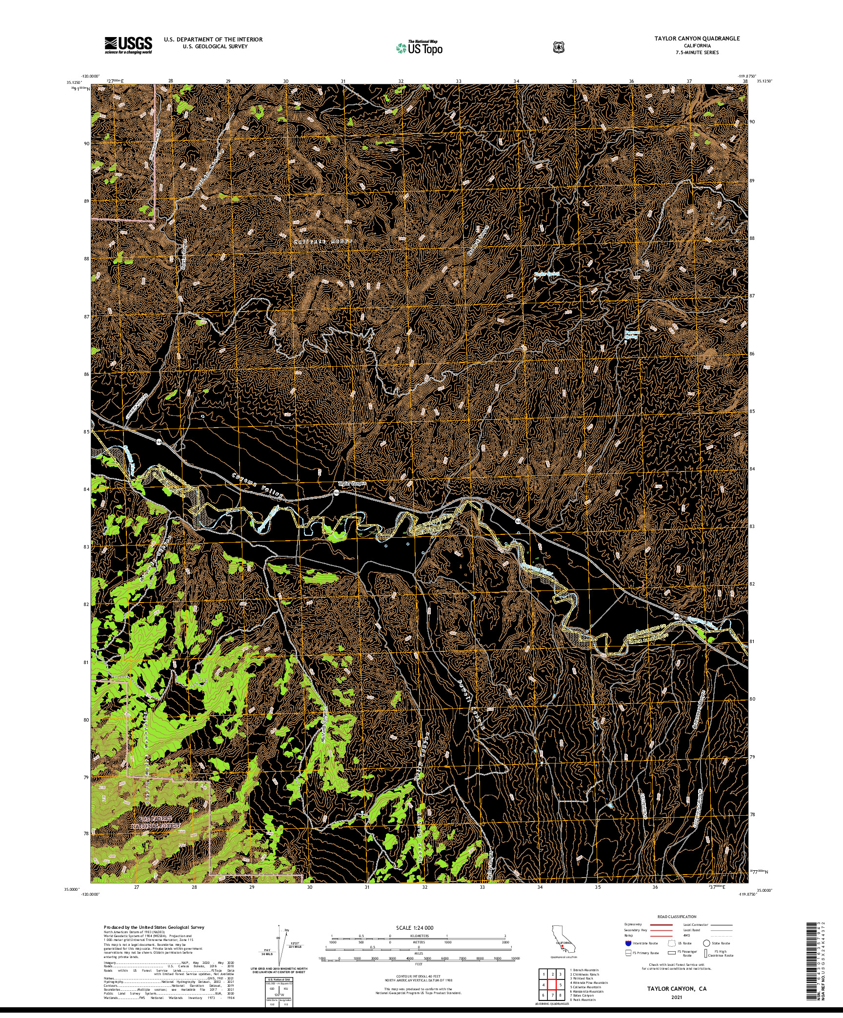 US TOPO 7.5-MINUTE MAP FOR TAYLOR CANYON, CA