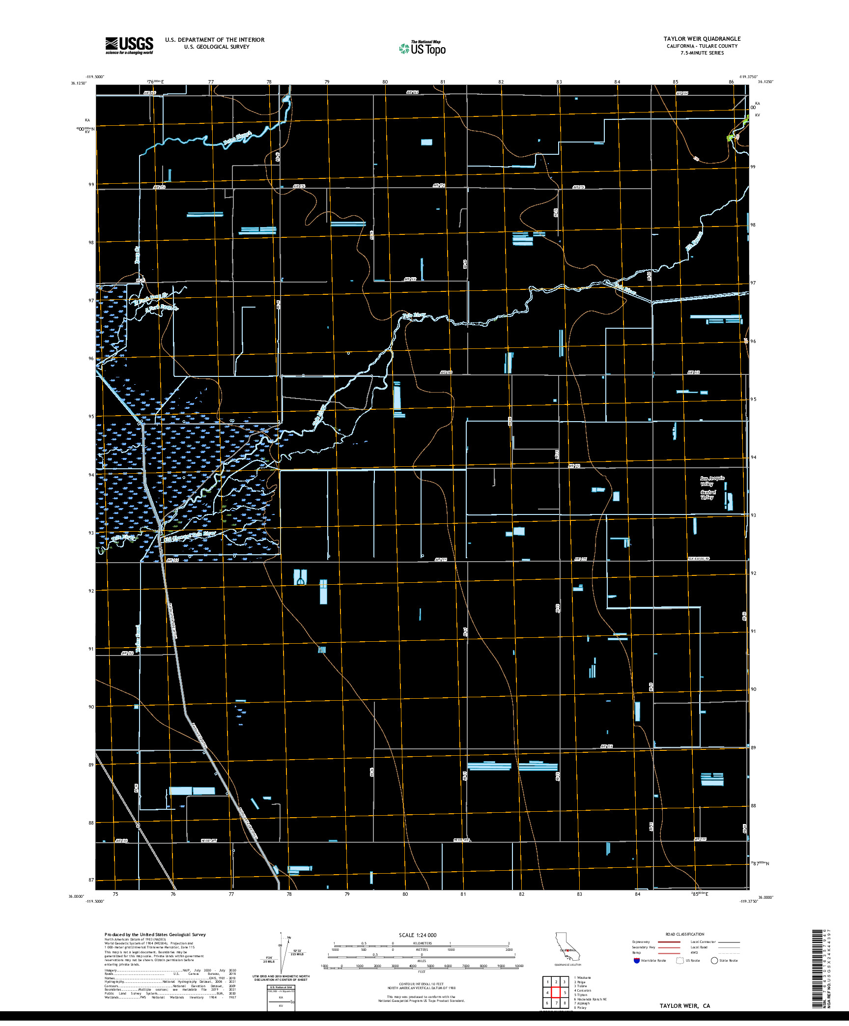 US TOPO 7.5-MINUTE MAP FOR TAYLOR WEIR, CA