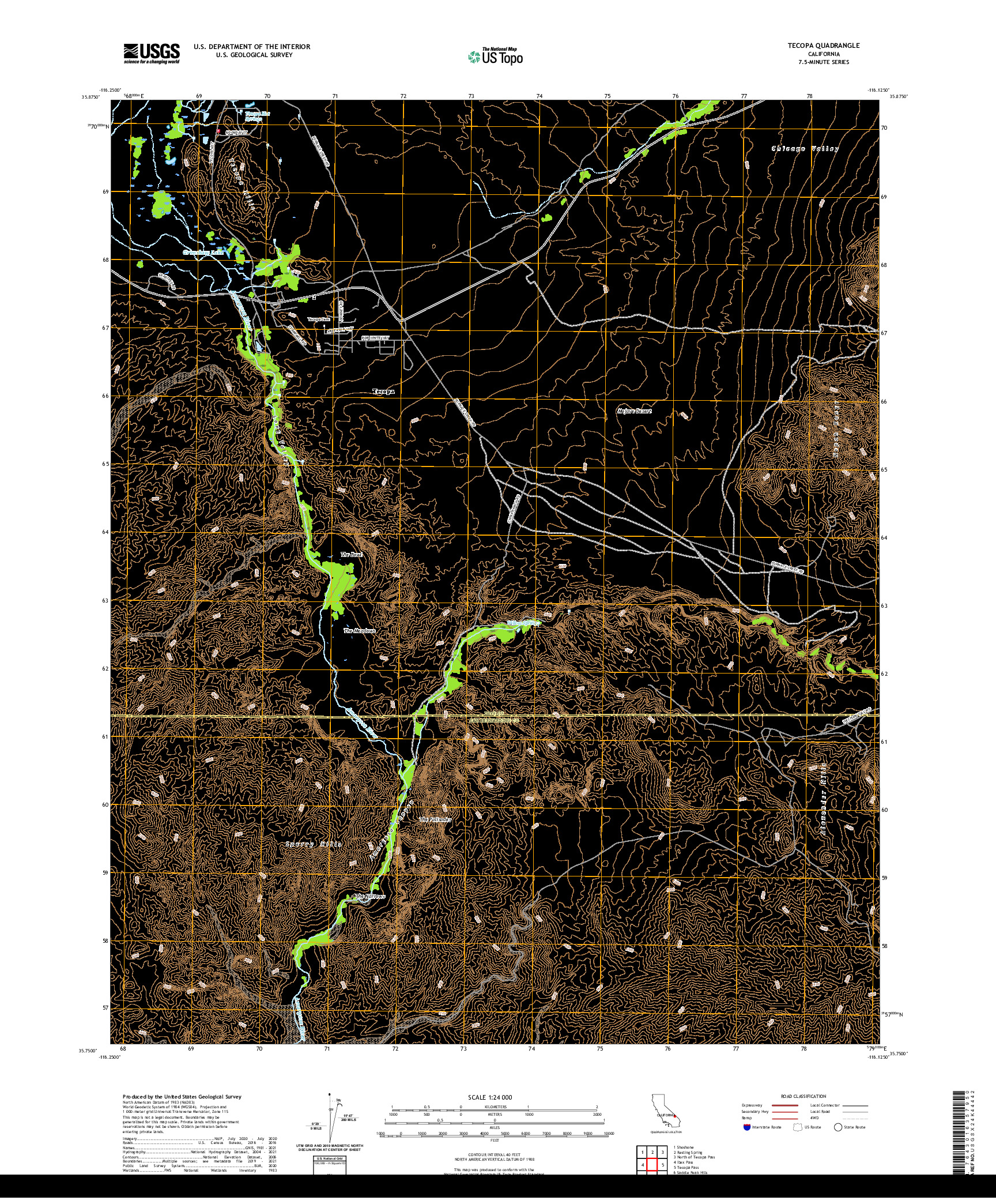 US TOPO 7.5-MINUTE MAP FOR TECOPA, CA