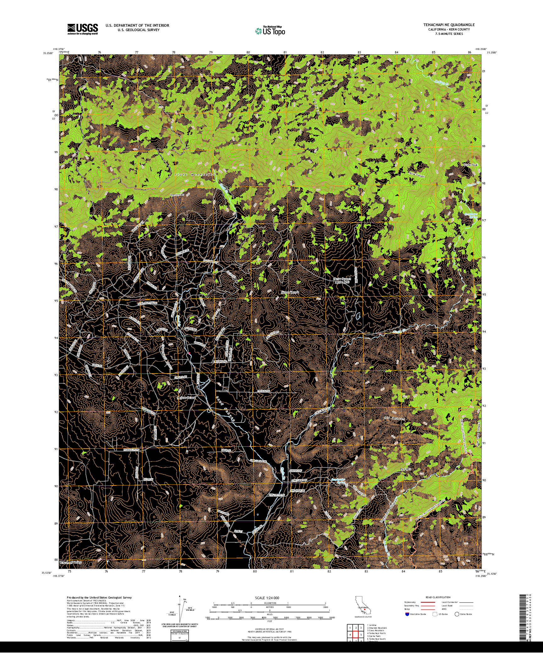 US TOPO 7.5-MINUTE MAP FOR TEHACHAPI NE, CA