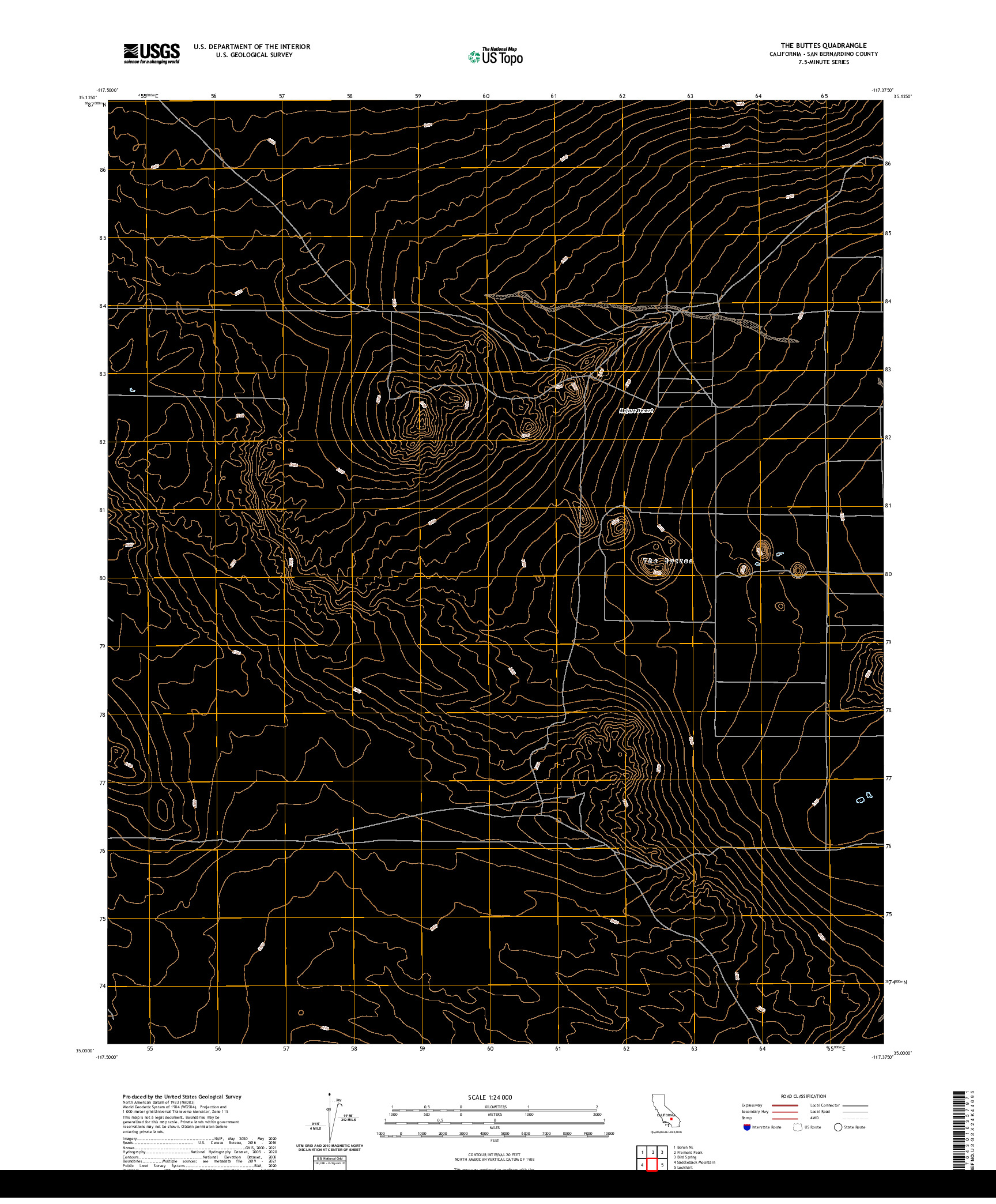 US TOPO 7.5-MINUTE MAP FOR THE BUTTES, CA